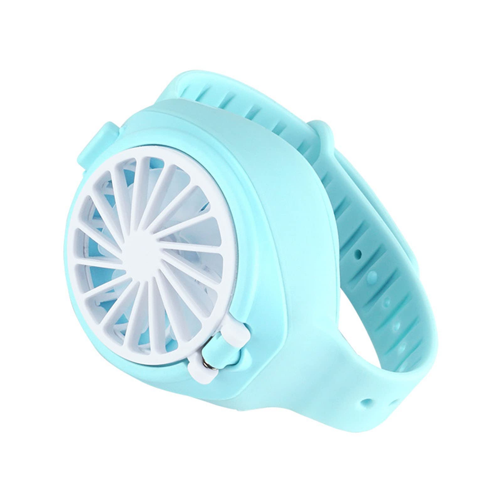 Portable Wearable Watch Fan - USB Rechargeable Mini Personal Fan with 3 Speed Settings, Battery Operated Hands-Free Cooling Fan for Kids & Adults - Perfect for Outdoor Activities, Travel, Hiking, Camping, Office & Gym (Light Blue)
