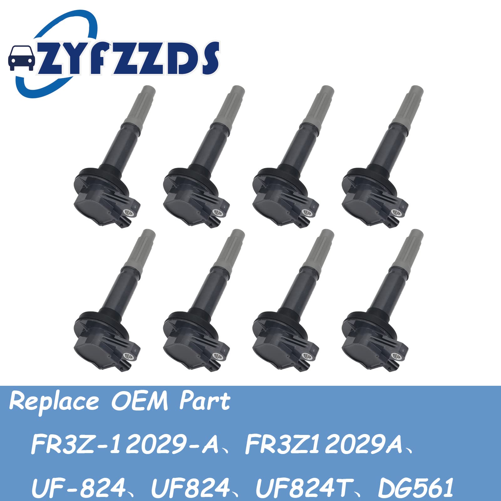 8 Pack Ignition Coil Set Compatible with 2016-2017 Ford F-150 V8 5.0L & Mustang V8 5.0L - OEM FR3Z-12029-A Replacement - Improve Engine Performance & Fuel Efficiency for Daily Driving & Off-Road Use