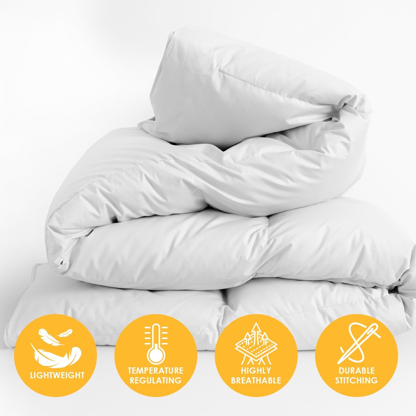 Casa Decor Silk Touch Quilt 360GSM All Seasons Antibacterial Hypoallergenic Double White - Luxury Bedding Set for Master Bedroom, Guest Room & Hotel Use