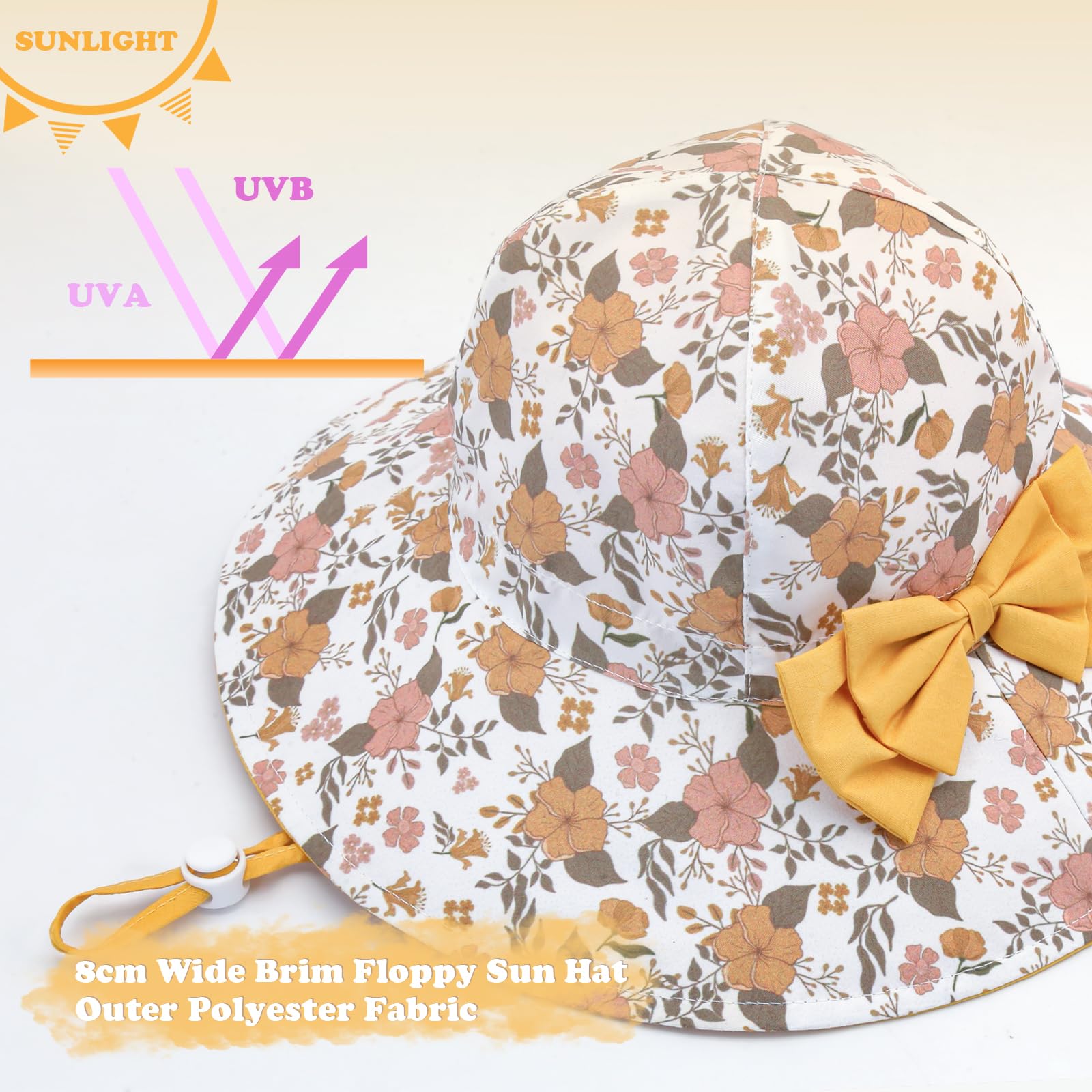 Adorable Baby Girl Sun Hat with Bow - UPF 50+ UV Protection Summer Bucket Hat for Toddlers & Kids - Perfect for Beach, Pool, and Outdoor Play