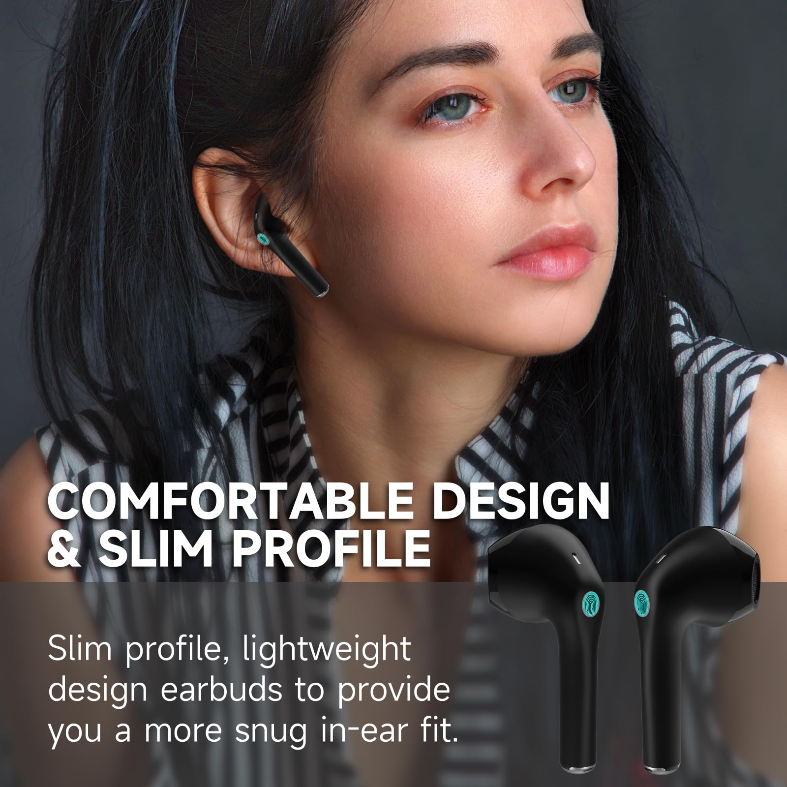 1 Hora Wireless Earbuds Bluetooth 5.3 - Sports Headphones with Deep Bass, in-Ear Earphones & Charging Case - Premium Sound for iPhone, Android, Tablet, Laptop - Perfect for Running, Workouts & Commuting