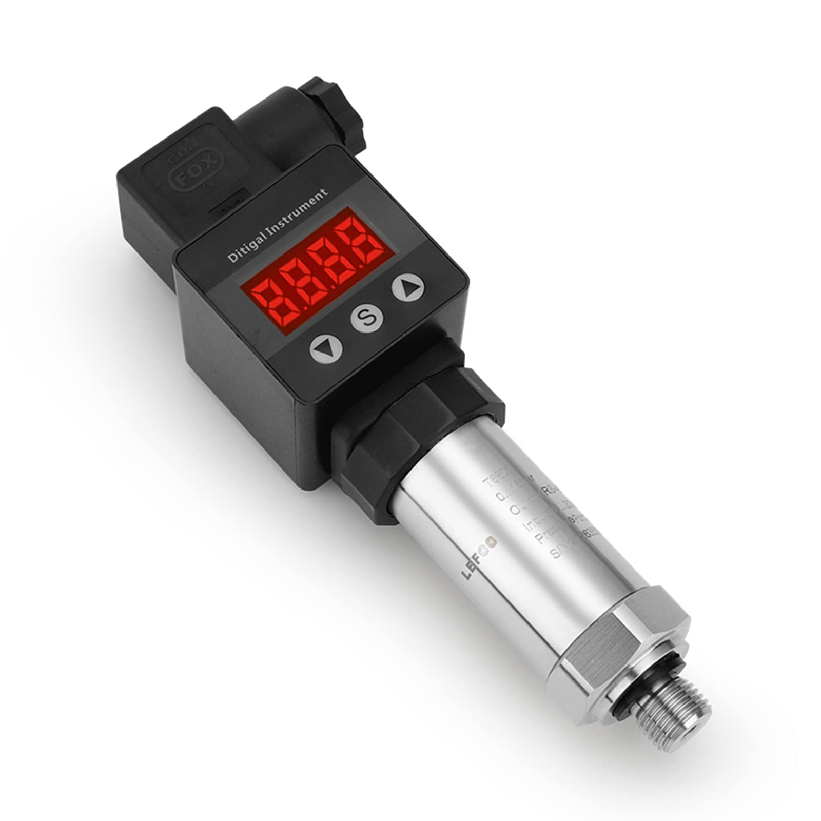 LEFOO 4-20mA Digital Pressure Transmitter with LCD Display - 0-145PSI Range, 12-30VDC Power Supply - Industrial Hydraulic & Pneumatic System Monitoring for Water, Oil & Gas Applications