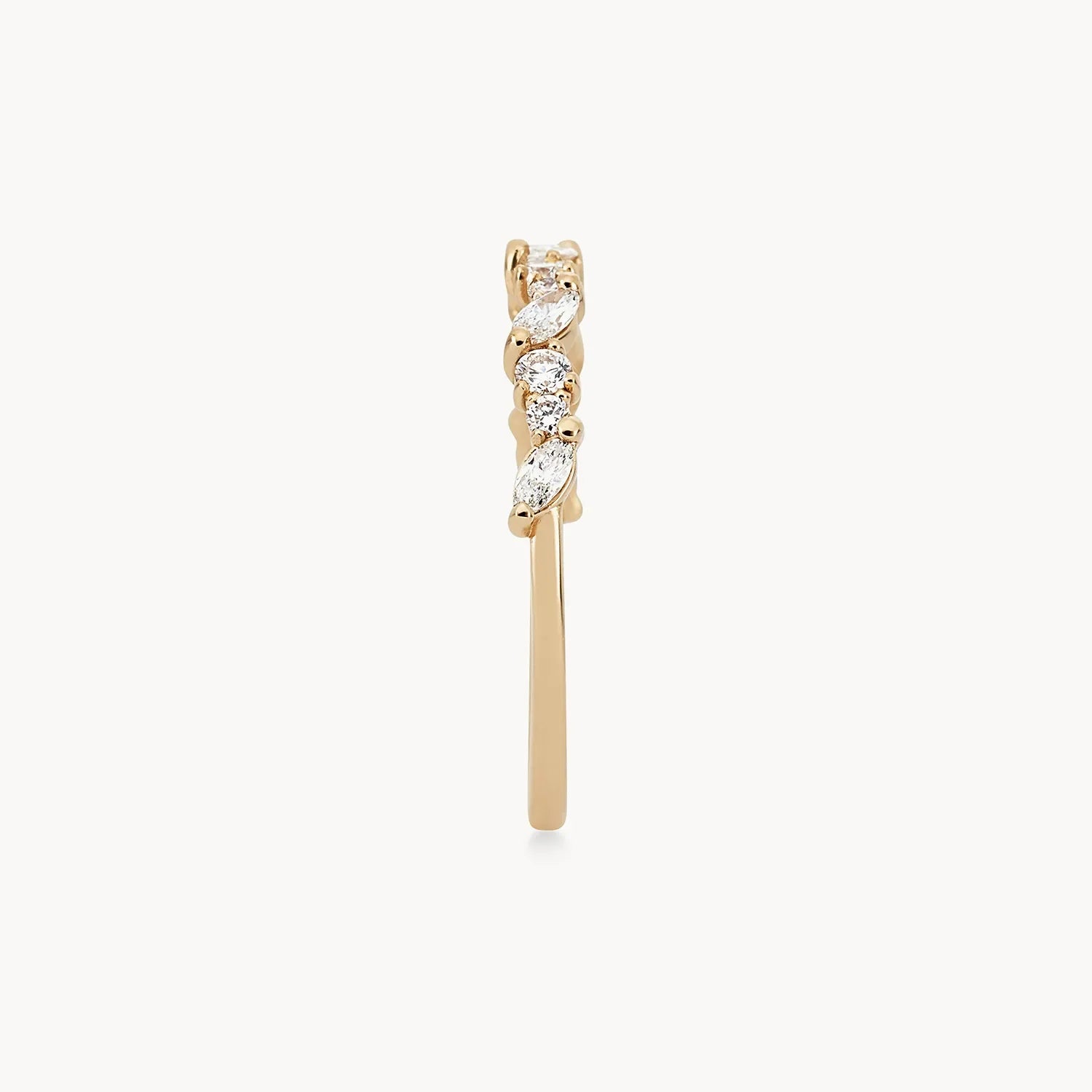 14K Yellow Gold Reverie Band with White Diamonds - Elegant Stackable Ring for Women, Perfect for Weddings, Anniversaries & Everyday Wear