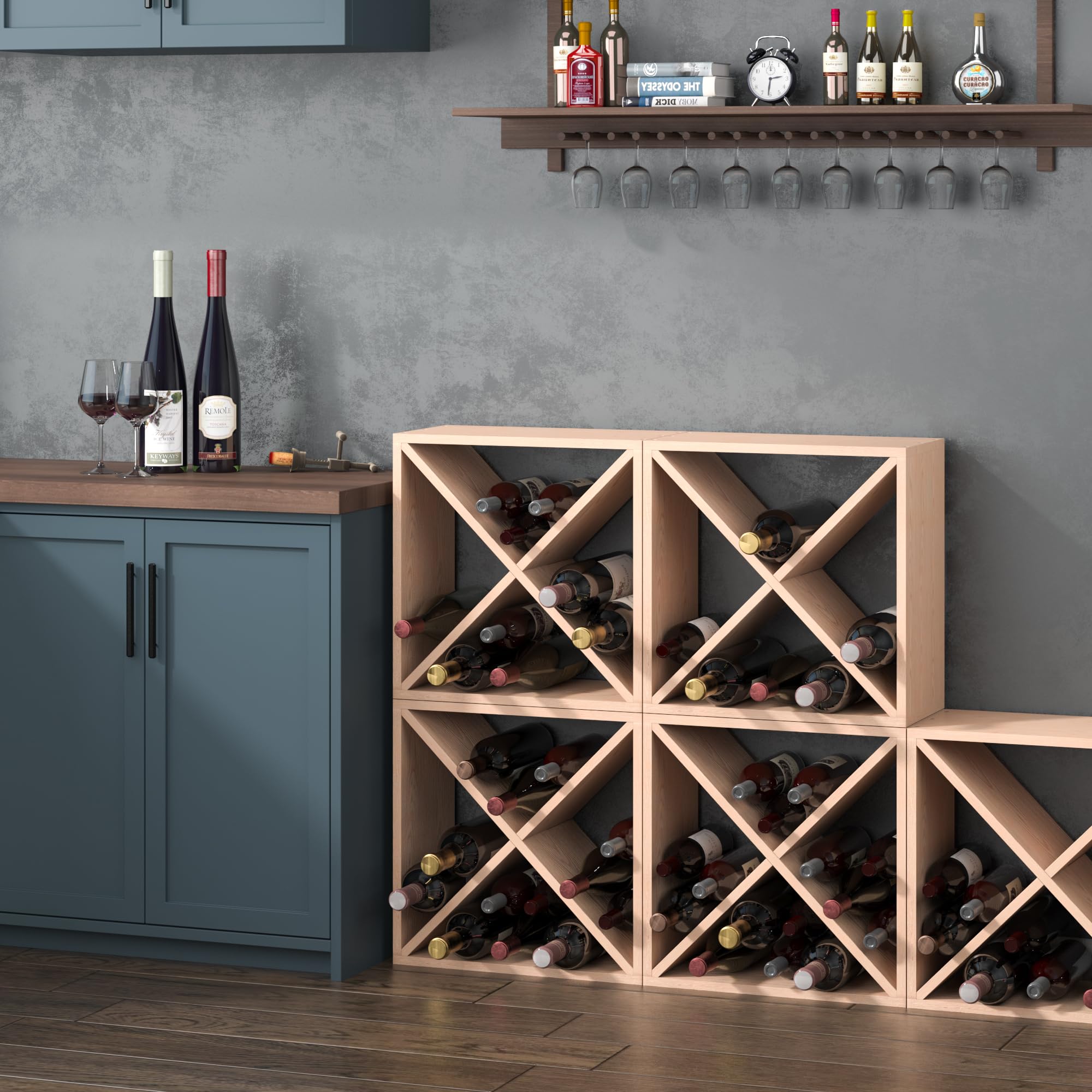 JAXPETY 48 Bottle Stackable Wine Rack - Freestanding Floor Liquor Storage Cabinet for Wine Cellar, Kitchen & Dining Room - Perfect for Home Bar, Restaurant & Wine Collection Display