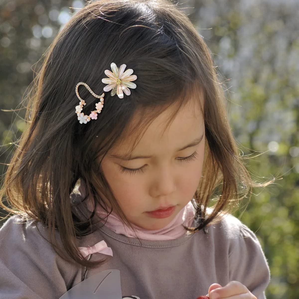 RedChimes 4 Pcs Korean Style Flower Hair Clips with Rhinestones - Elegant Hair Pins for Women & Girls - Perfect for Weddings, Parties & Daily Styling