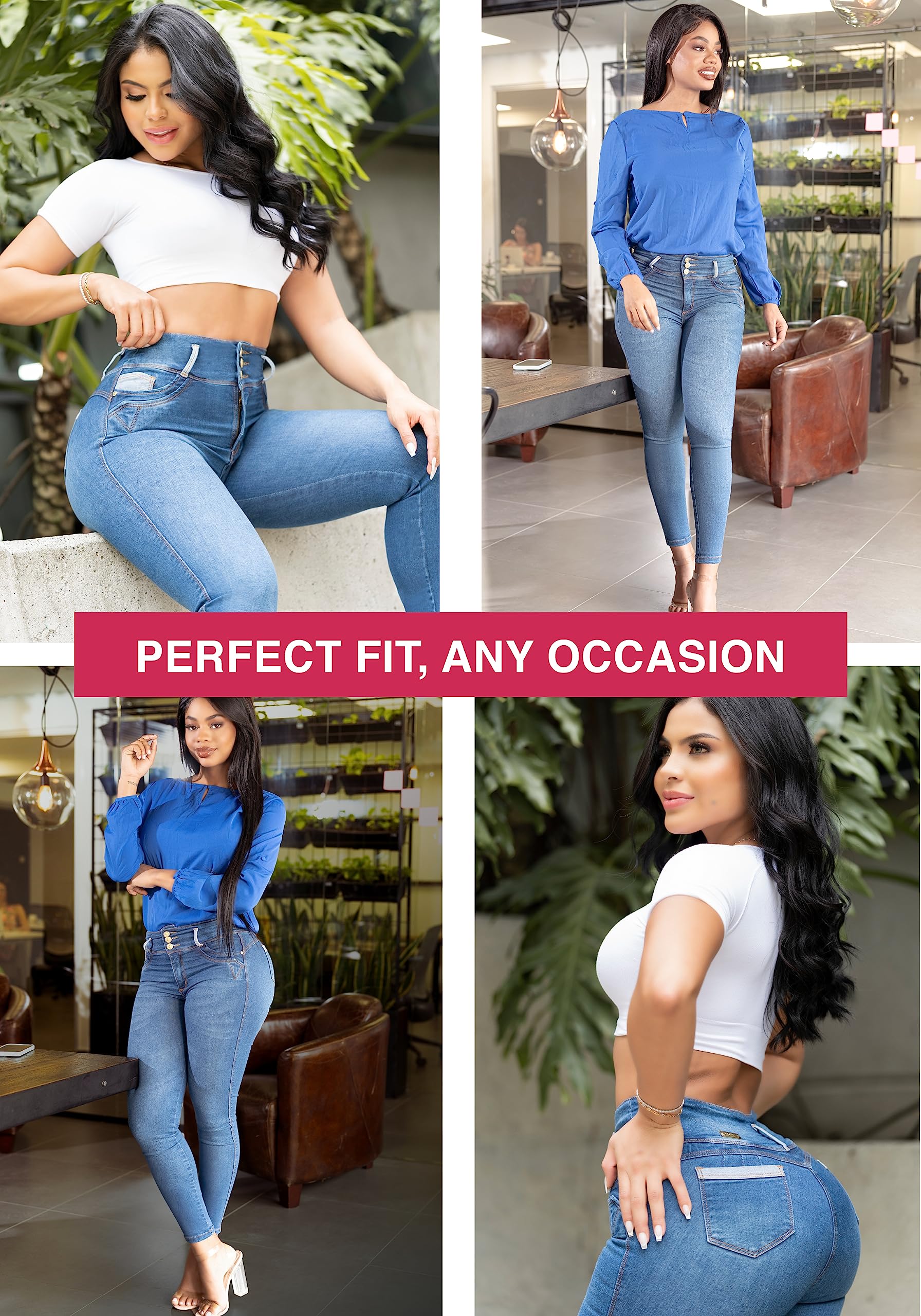 LT.ROSE Butt Lifting Jeans for Women - High Waisted Colombian Jeans for Night Out