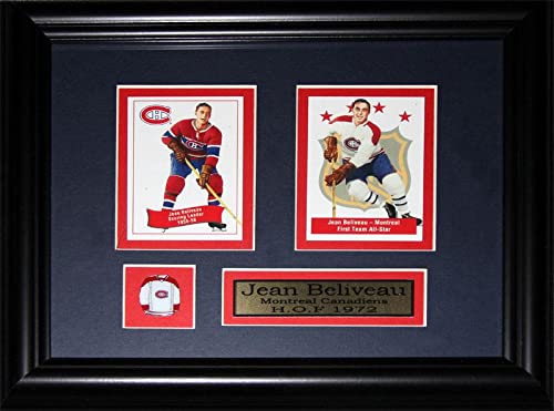Vintage Jean Beliveau Montreal Canadiens 2-Card Hockey Memorabilia Collector Frame - Perfect for Sports Fans, Man Cave Decor & Hockey Gift Ideas