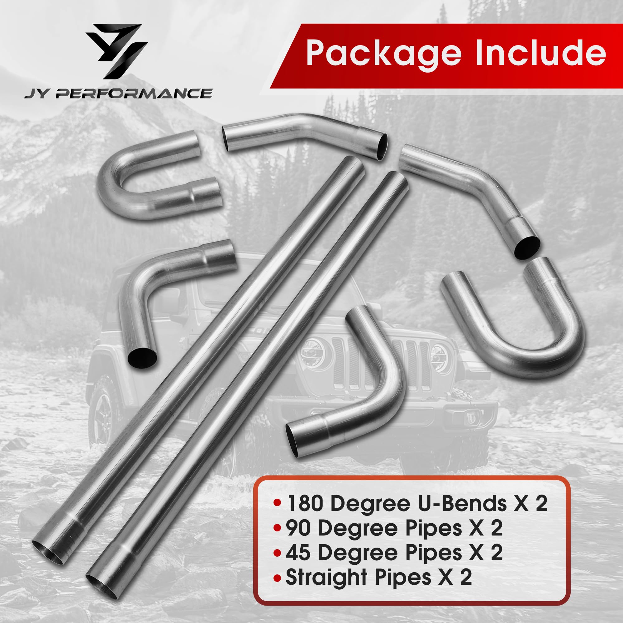 2.25'' Mild Steel Custom Exhaust Kit - 16 Gauge Mandrel Bent Tubing with Straight & U-Bend Pipes (8-Piece Universal Set) - Perfect for Car, Truck & Motorcycle Exhaust System Upgrades