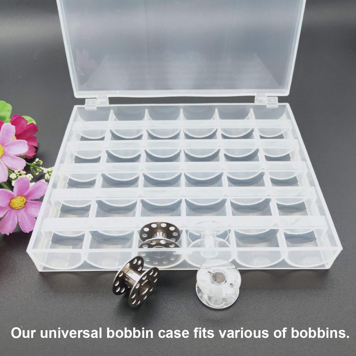 ZOEYES 10 Pack Clear Plastic Bobbin Organizer with 36 Slots - Sewing Machine Bobbin Storage Case for Thread Spools - Perfect for Quilting, Embroidery & Sewing Projects
