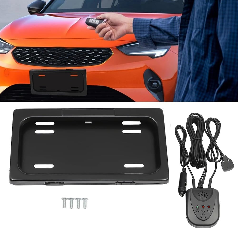 12V Blackout License Plate with Remote for US Standard Vehicles - American Flag Car License Plate Flipper & Frame (1pc) - Perfect for Privacy Protection, Car Shows, and Off-Road Adventures