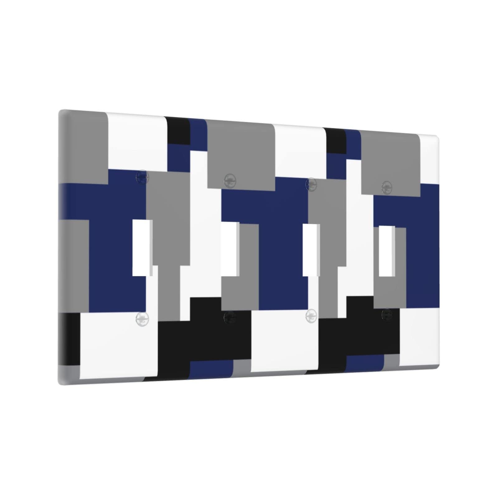 Abstract Blue Gray 4-Gang Toggle Light Switch Cover - Decorative Wall Plate for Home & Office - Funny Light Switch Faceplate (4.5 x 8.0 Inch) - Perfect for Living Room, Bedroom, Kitchen & Commercial Spaces
