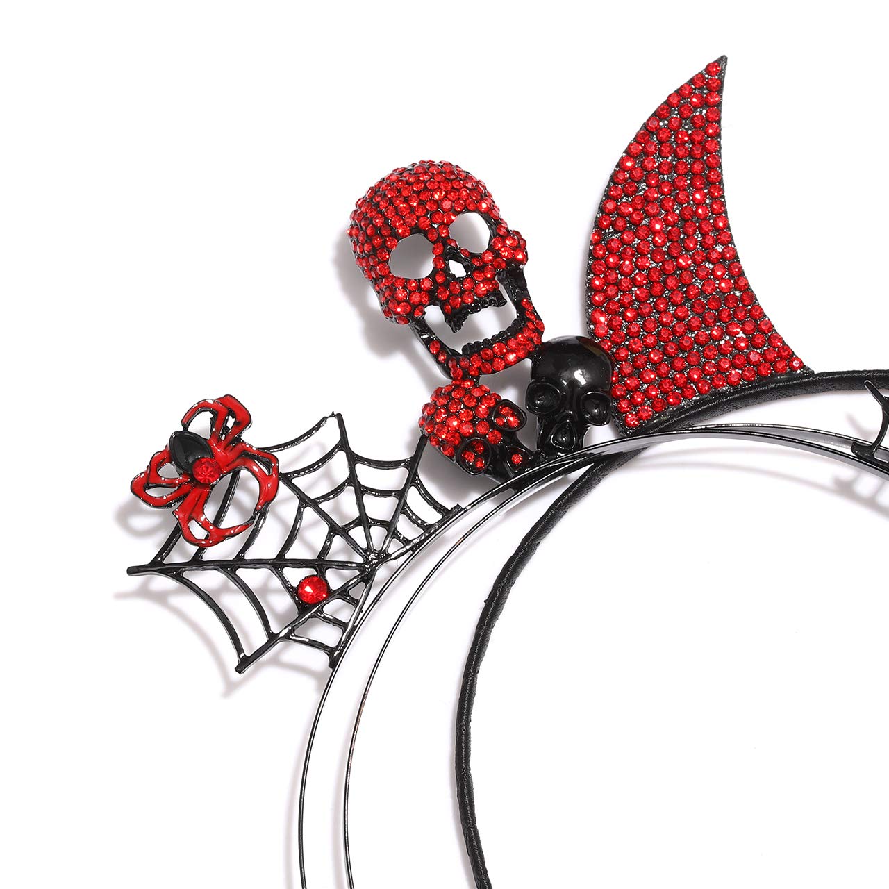 Sparkly Spider Web Halloween Headband with Rhinestones - Devil Horns & Skull Hair Hoop for Women - Perfect for Halloween Parties, Cosplay, and Costume Accessories