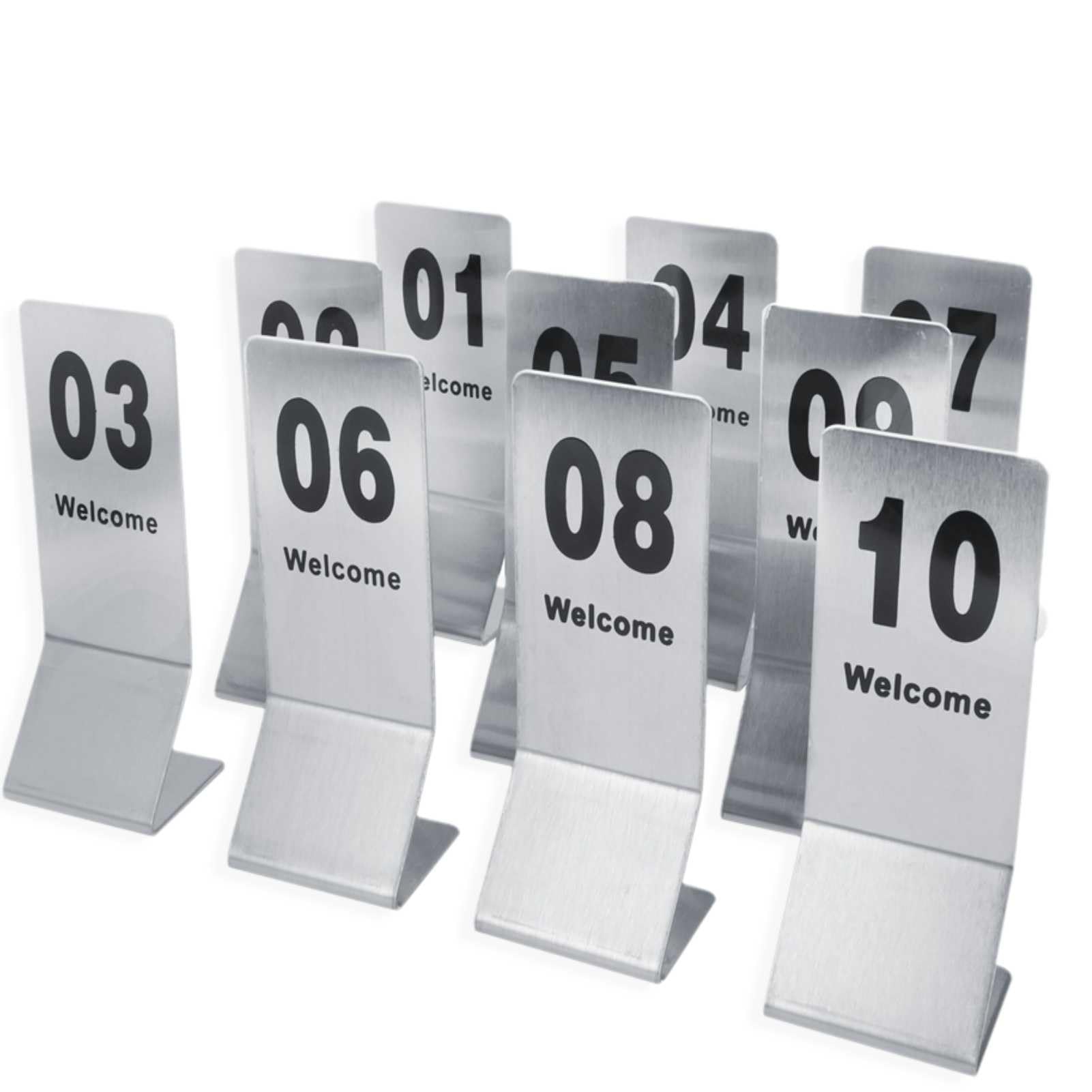 HERCHR Double-Sided Stainless Steel Table Numbers 1-10 | Stackable Metal Number Stands for Restaurants, Cafes, Bars & Weddings | Perfect for Table Marking, Event Seating & Venue Organization