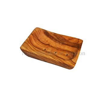 Natural Olive Wood Soap Dish & Soap Saver - Handmade Rustic Bathroom Organizer for Bar Soap - Perfect for Spa, Shower, and Bathroom Decor
