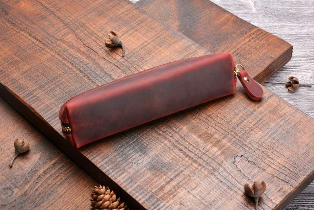 Premium Custom Black Leather Pencil Holder Case - Elegant Desk Organizer for Office, School & Home Use