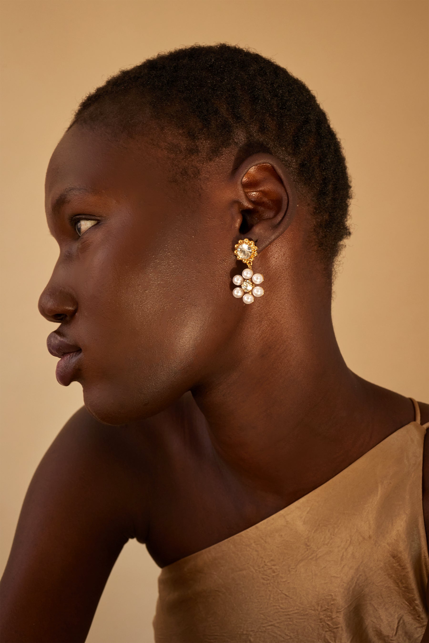 Hannah Floral Pearl and Crystal Drop Earrings for Women - Elegant Dangle Jewelry for Wedding, Party & Special Occasions
