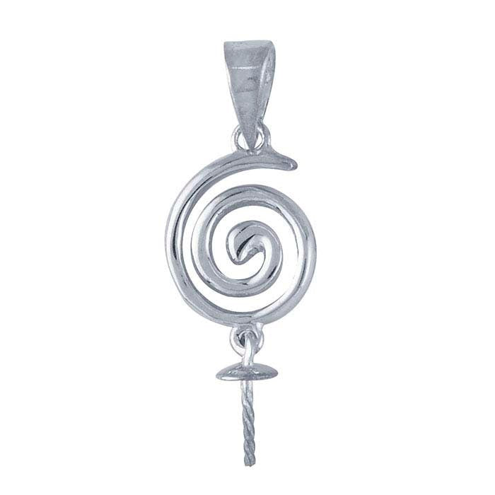 Custom Sterling Silver Swirl Pearl Pendant Mounting for Half-Drilled Pearls - Jewelry Making Supplies | Perfect for DIY Necklaces, Earrings & Bridal Jewelry Designs