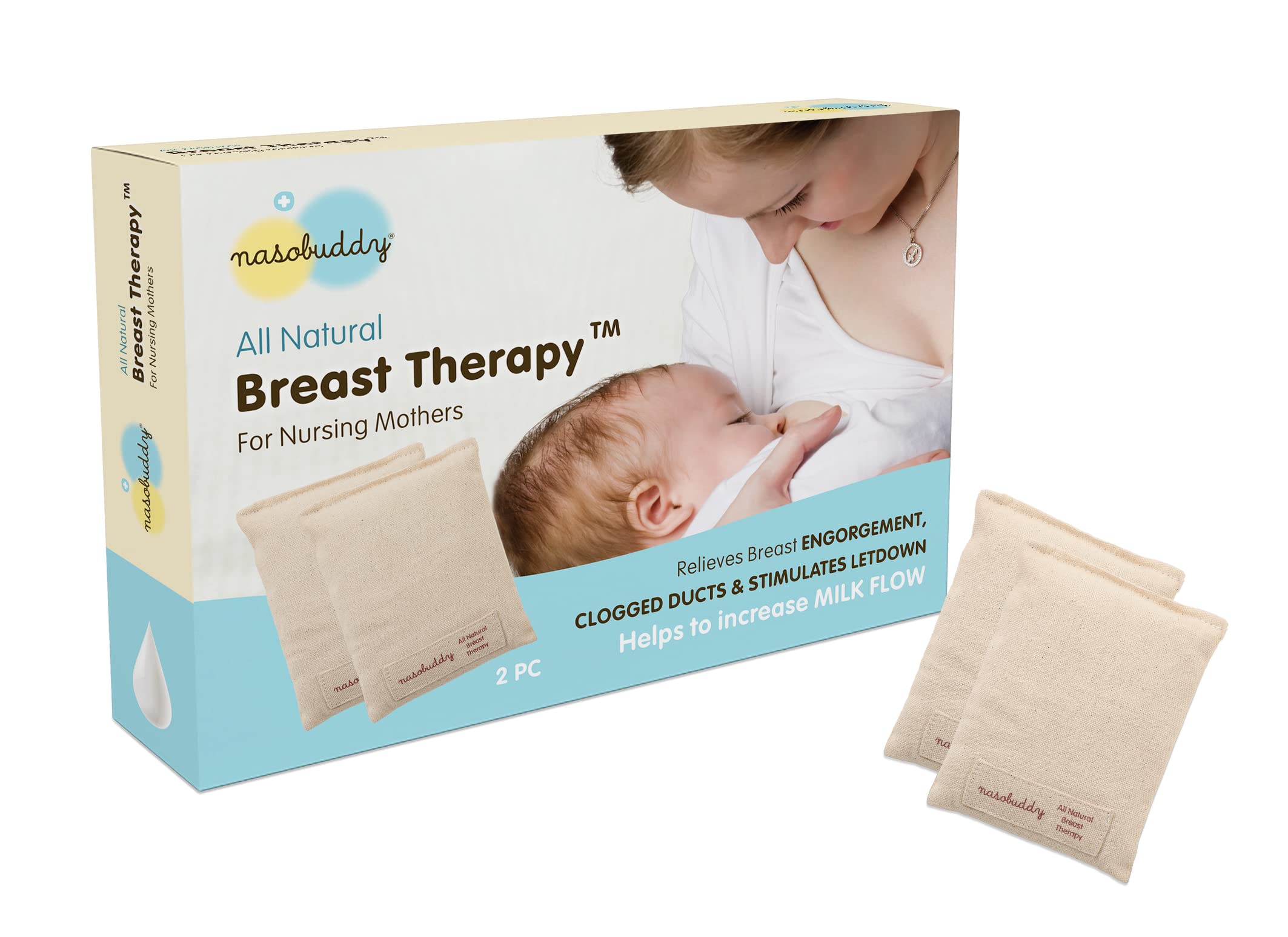 Nasobuddy All Natural Breast Therapy Rice Packs - Relieve Engorgement & Clogged Ducts, Stimulate Milk Flow & Increase Supply - Perfect for Nursing Mothers & Breastfeeding Comfort