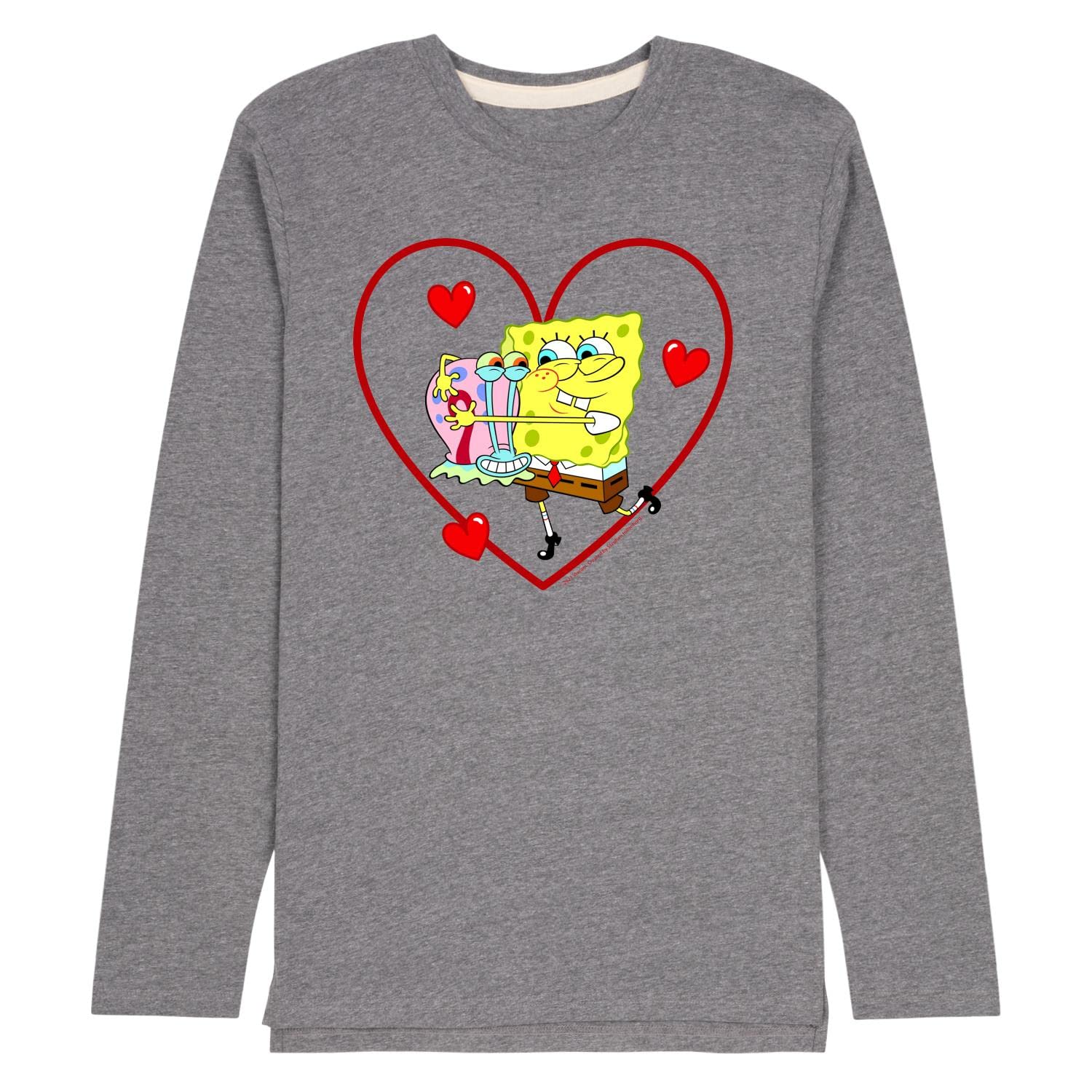 Spongebob Squarepants Valentine's Day Long Sleeve Jersey T-Shirt for Men - Funny Cartoon Graphic Tee - Perfect Gift for Valentine's Day, Birthday & Christmas - Casual Wear for Parties, Dates & Everyday Outfits