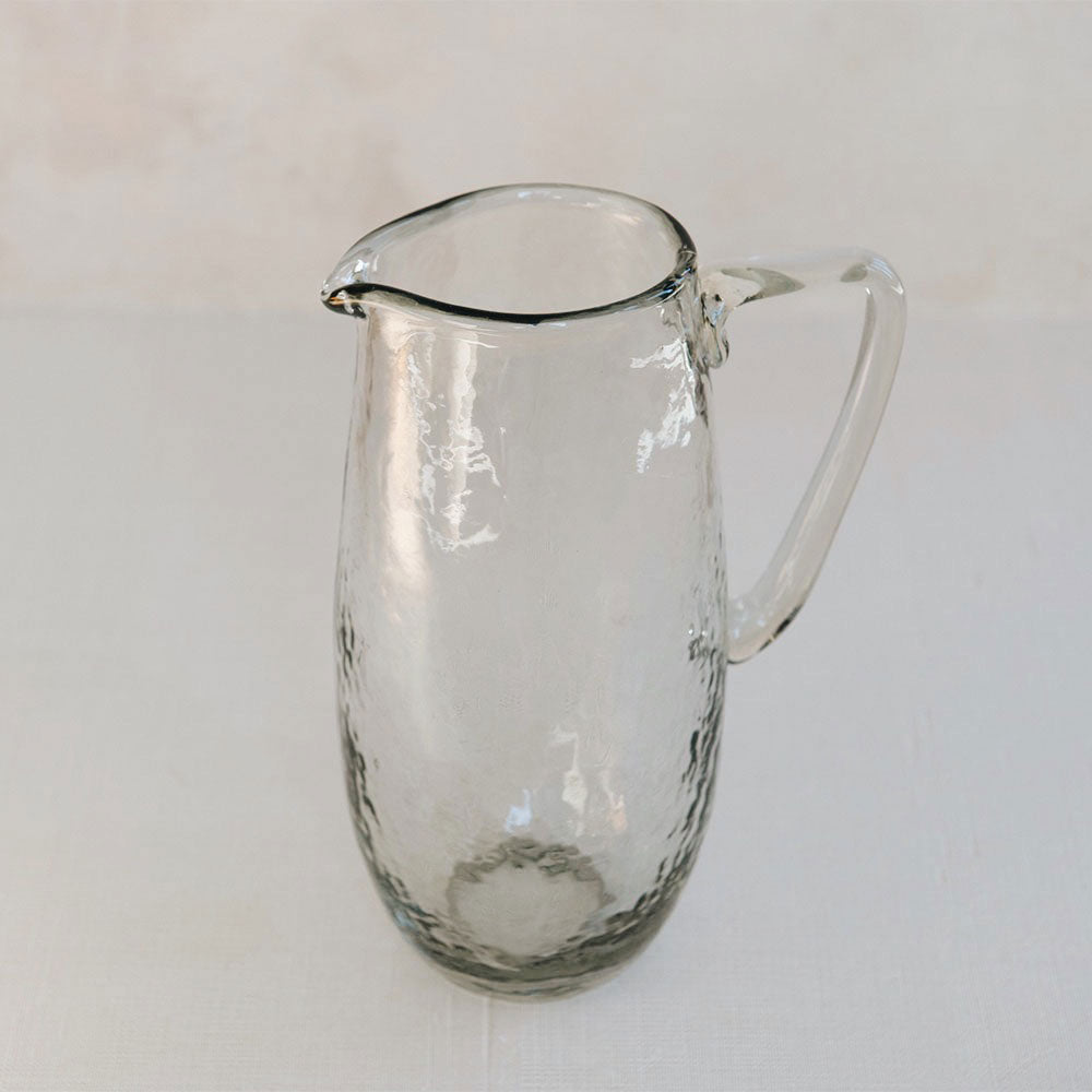 Premium Dimpled Glass Pitcher with Ergonomic Handle - 68oz Iced Tea & Lemonade Pitcher for Summer Drinks, Entertaining & Outdoor Parties