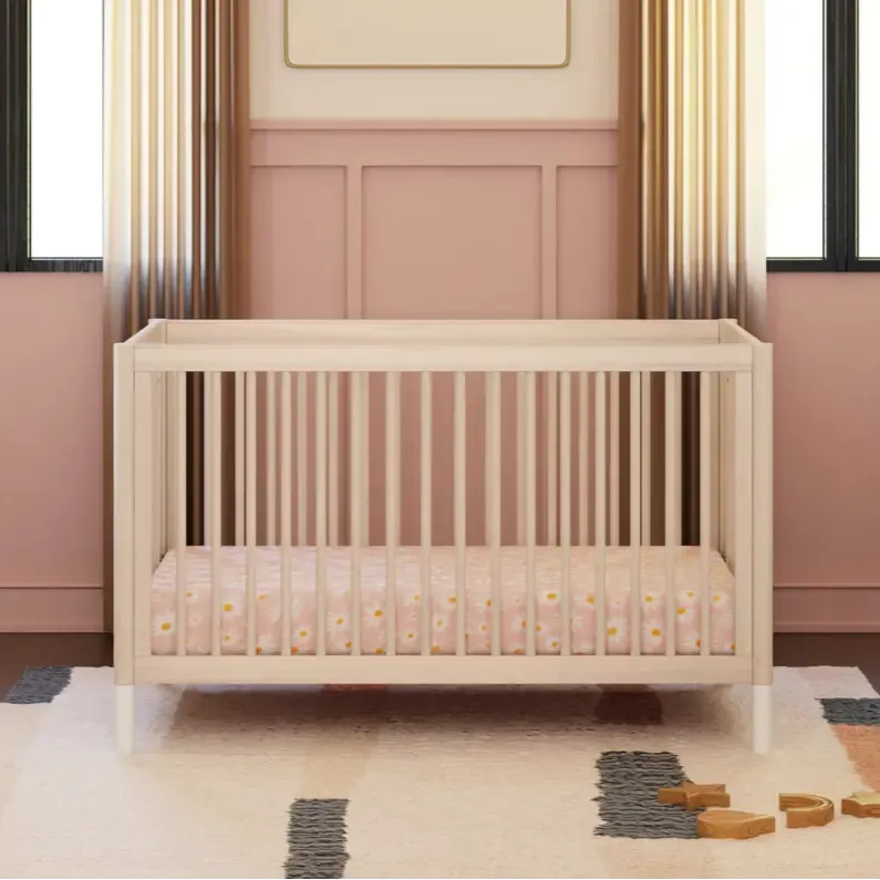 Babyletto Gelato 4-in-1 Convertible Crib - Washed Natural & White Feet | Safe & Stylish Nursery Furniture for Newborn to Toddler | Perfect for Modern Baby Rooms & Daycare Centers