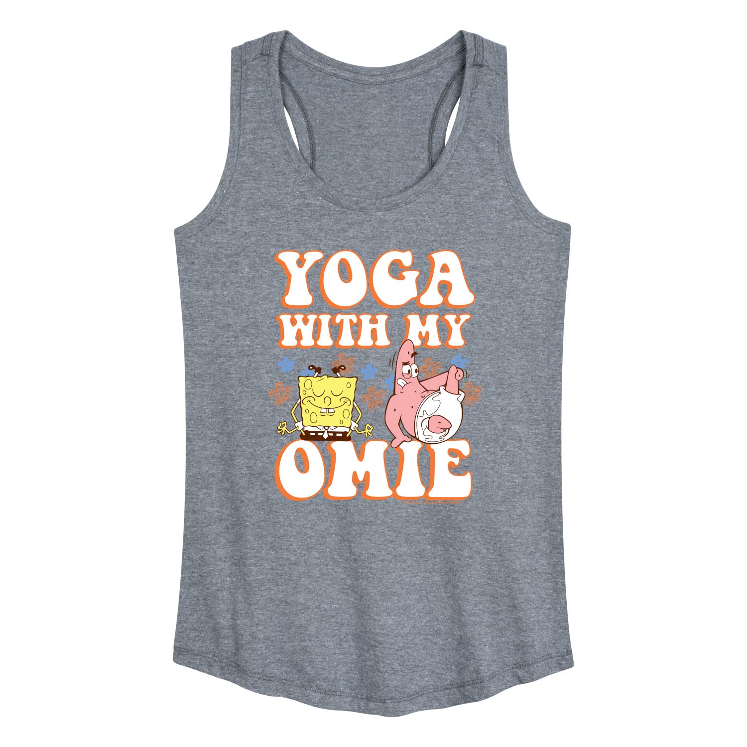 HYBRID APPAREL Women's Spongebob Squarepants Yoga Racerback Tank Top - 'Yoga with My Omie' Graphic Tee for Workouts, Gym & Casual Wear