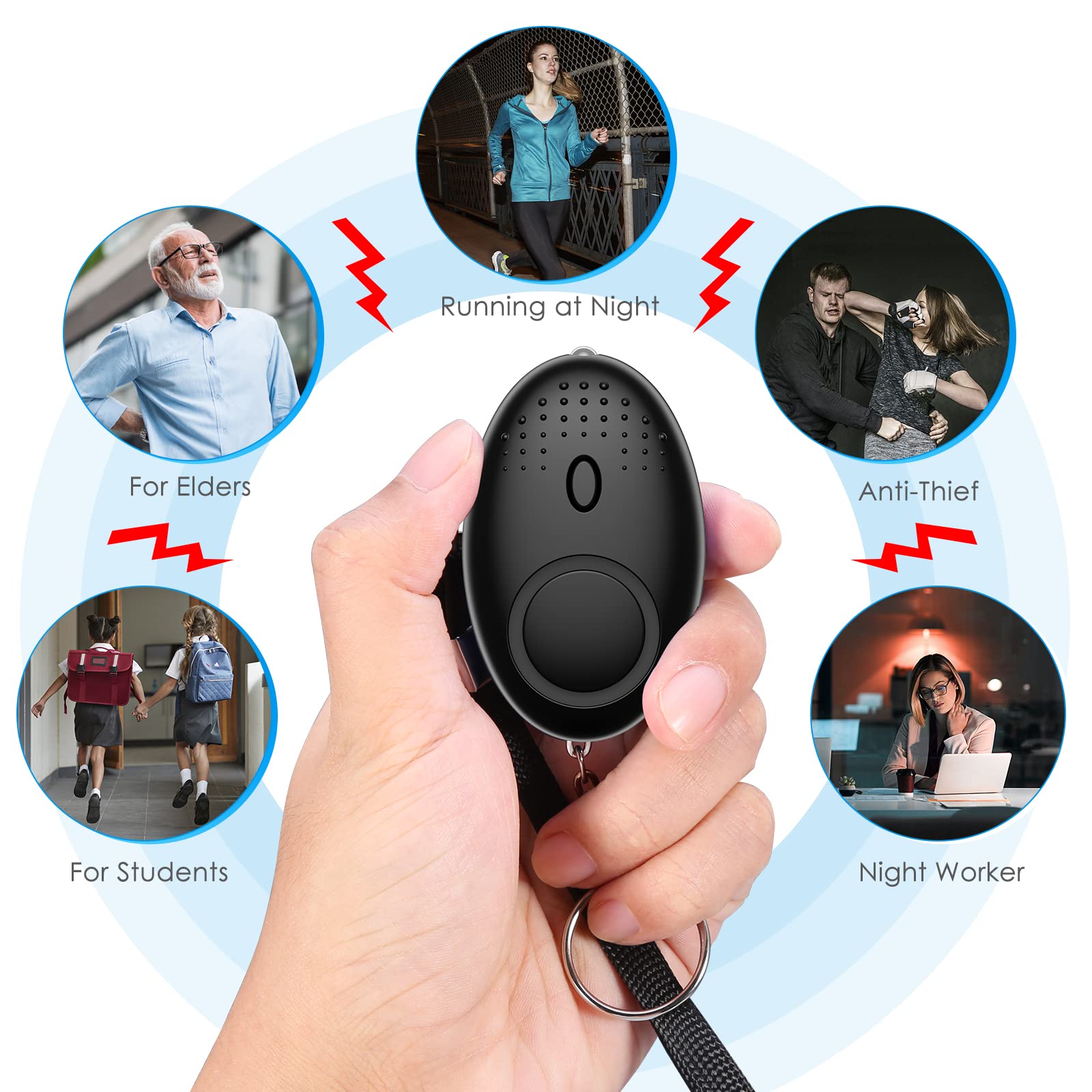 AMIR 10-Piece Safety Keychain Set for Women & Kids - Personal Alarm with Loud Sound for Emergency Protection - Perfect for Walking, Jogging, Night Commutes & Campus Safety