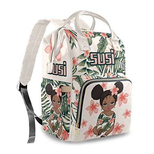 Personalized Baby Diaper Backpack for Girls & Boys - Custom Name & Floral Design, Large Waterproof Nappy Organizer for Moms & Dads - Perfect for Travel, Nursing & Daily Use - Ideal Baby Shower Gift