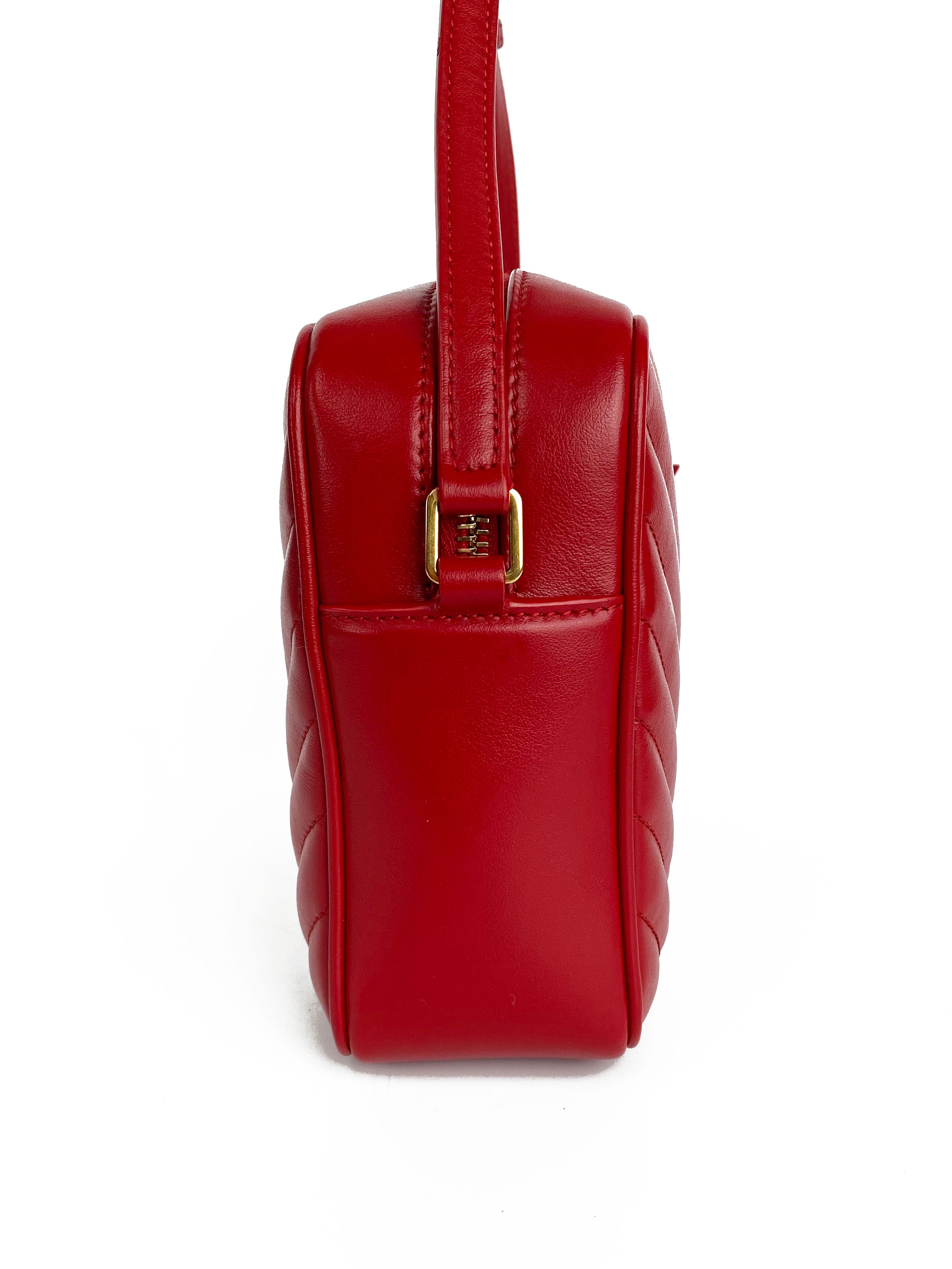 Saint Laurent Red Lou Camera Bag - Luxury Crossbody Bag for Women | Perfect for Parties, Travel & Everyday Use
