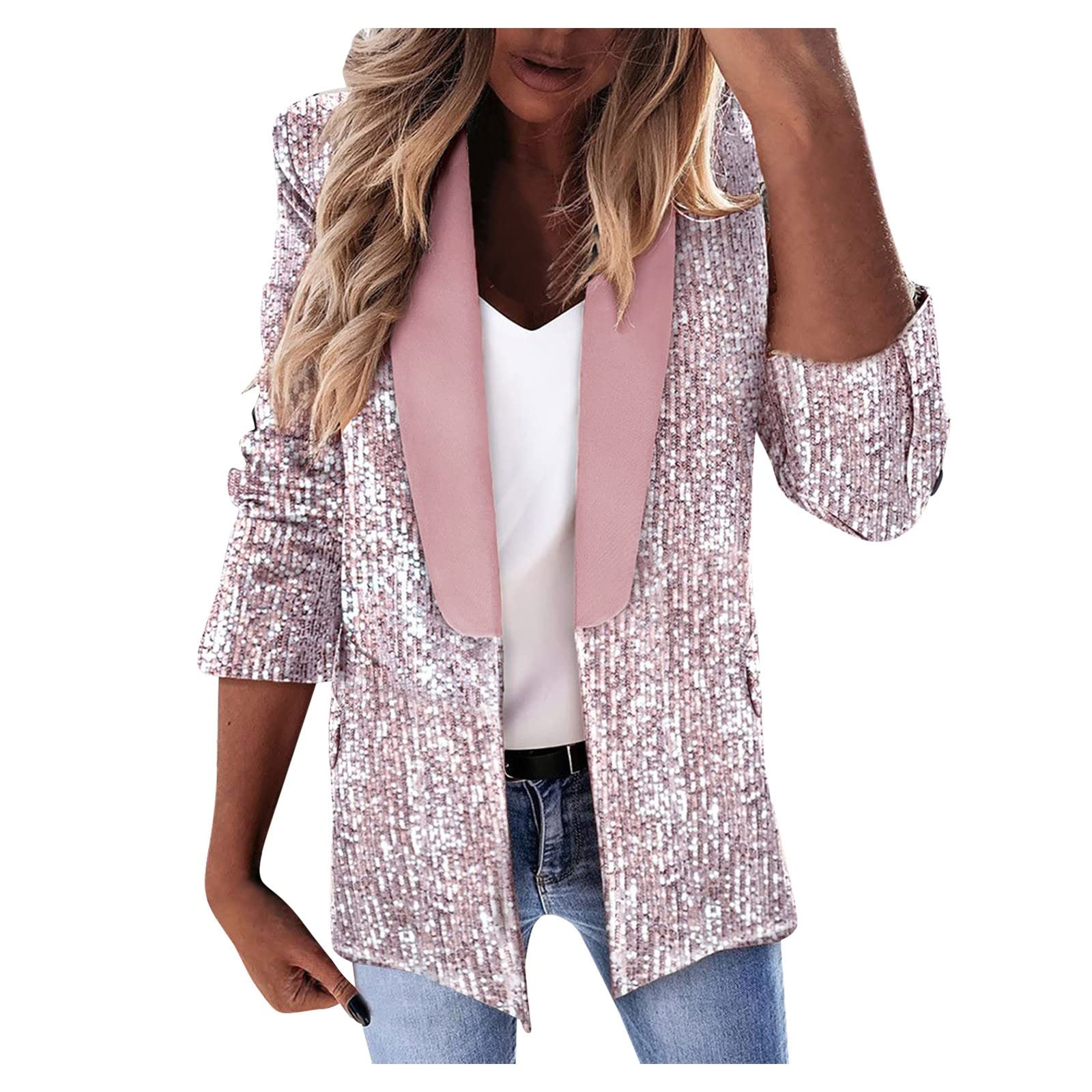 Women's Work Blazer - Lapel Collar Office Jacket for Business & Casual Wear