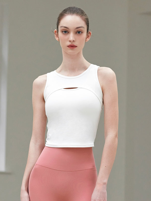 Round Neck Overlap Tank Top for Women - Casual Summer Sleeveless Shirt for Beach, Yoga & Everyday Wear
