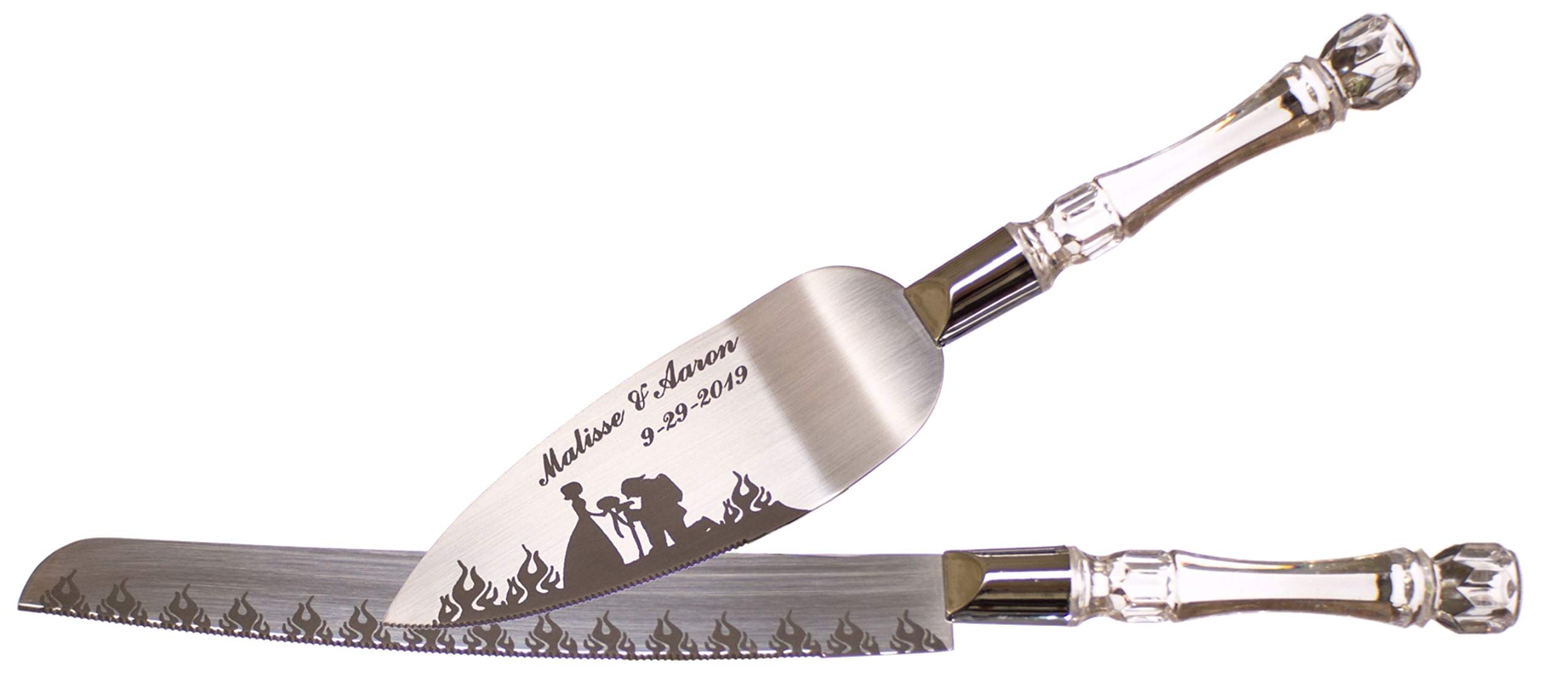 Personalized Firefighter Cake Knife Set - Custom Engraved with Name & Date - Perfect for Fireman Retirement, Promotion & Birthday Celebrations