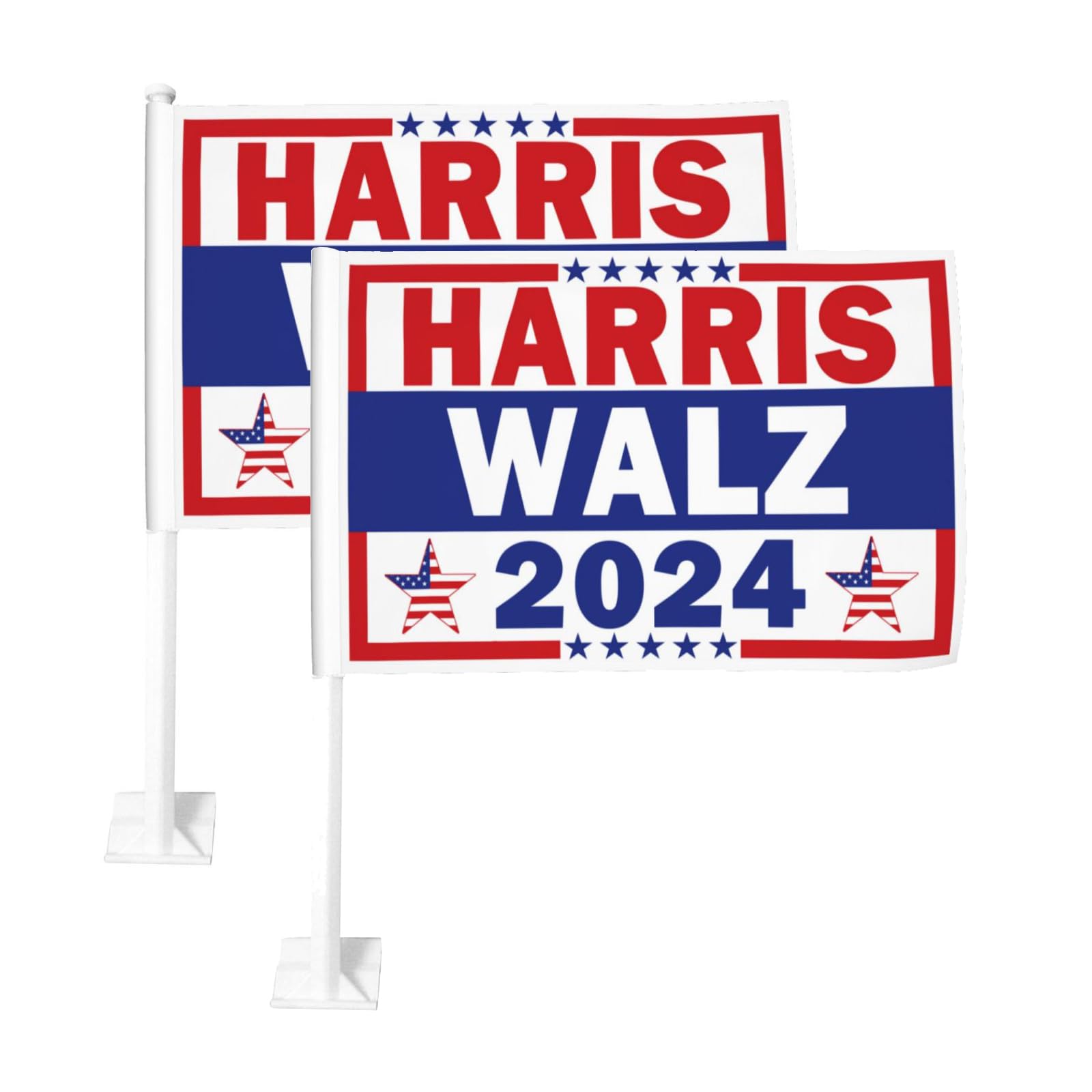 2 Pack Kamala Harris & Tim Walz 2024 Campaign Car Flags - 12