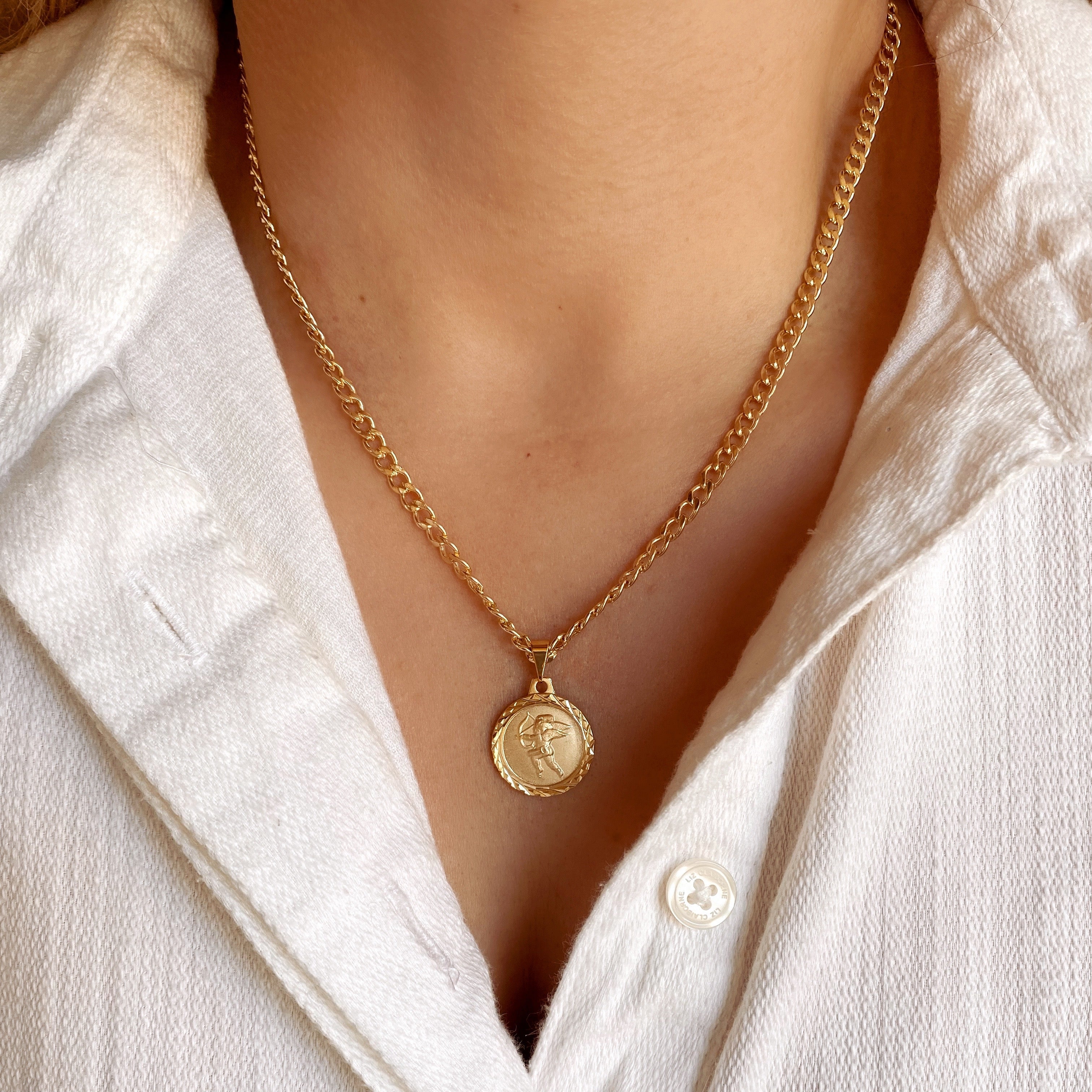 18K Gold Filled Diamond Cut Cupid Pendant Necklace - Elegant Valentine's Day Gift for Her, Romantic Jewelry for Anniversary & Special Occasions