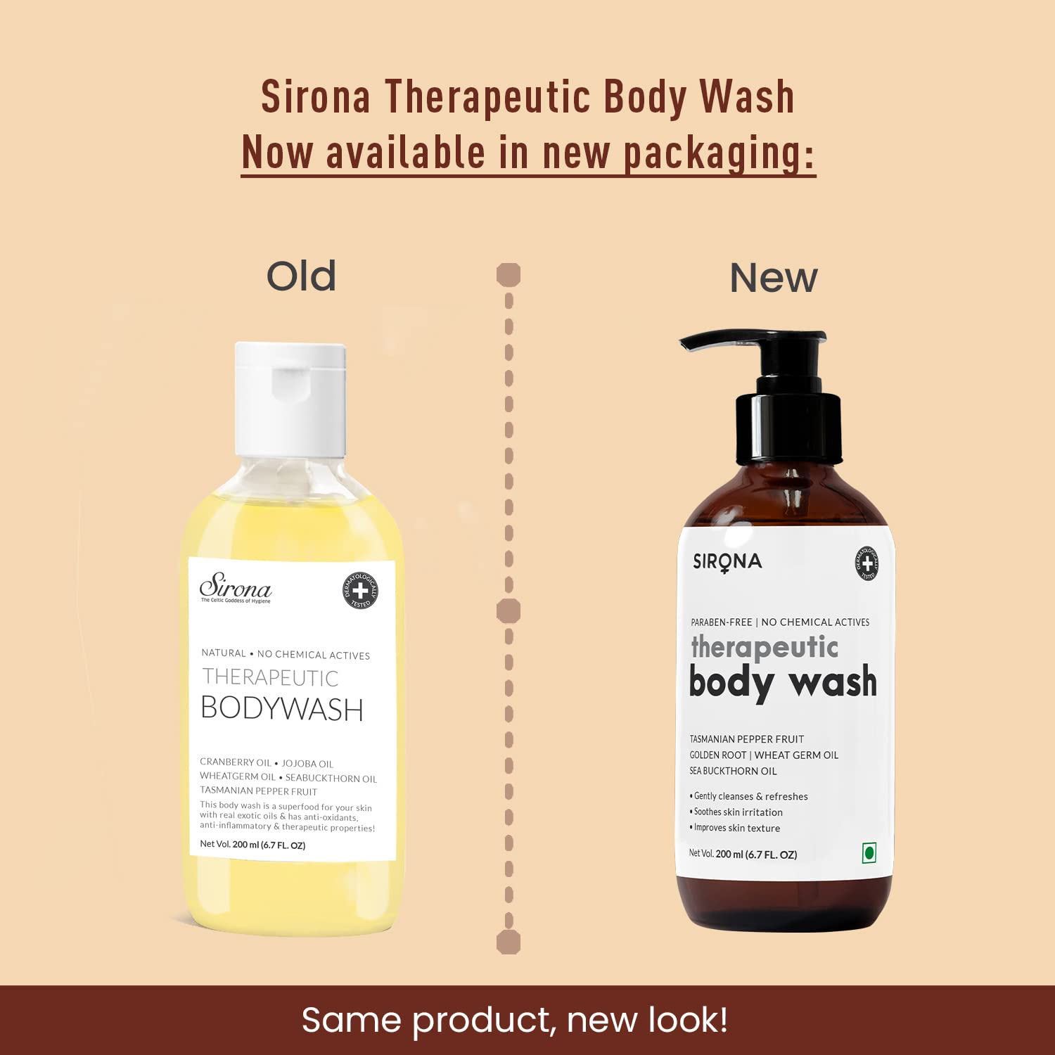 Sirona Natural Therapeutic Body Wash for Men & Women - 200ml | Hydrating & Soothing for Dry, Sensitive Skin - Daily Use for Relaxation & Skin Care