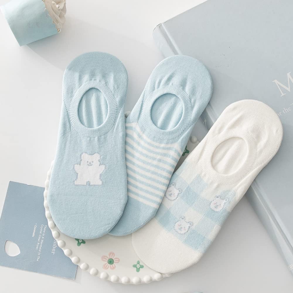 Women's Thin Cotton Boat Socks 3 Pairs - Non-Slip Silicone for Summer Wear