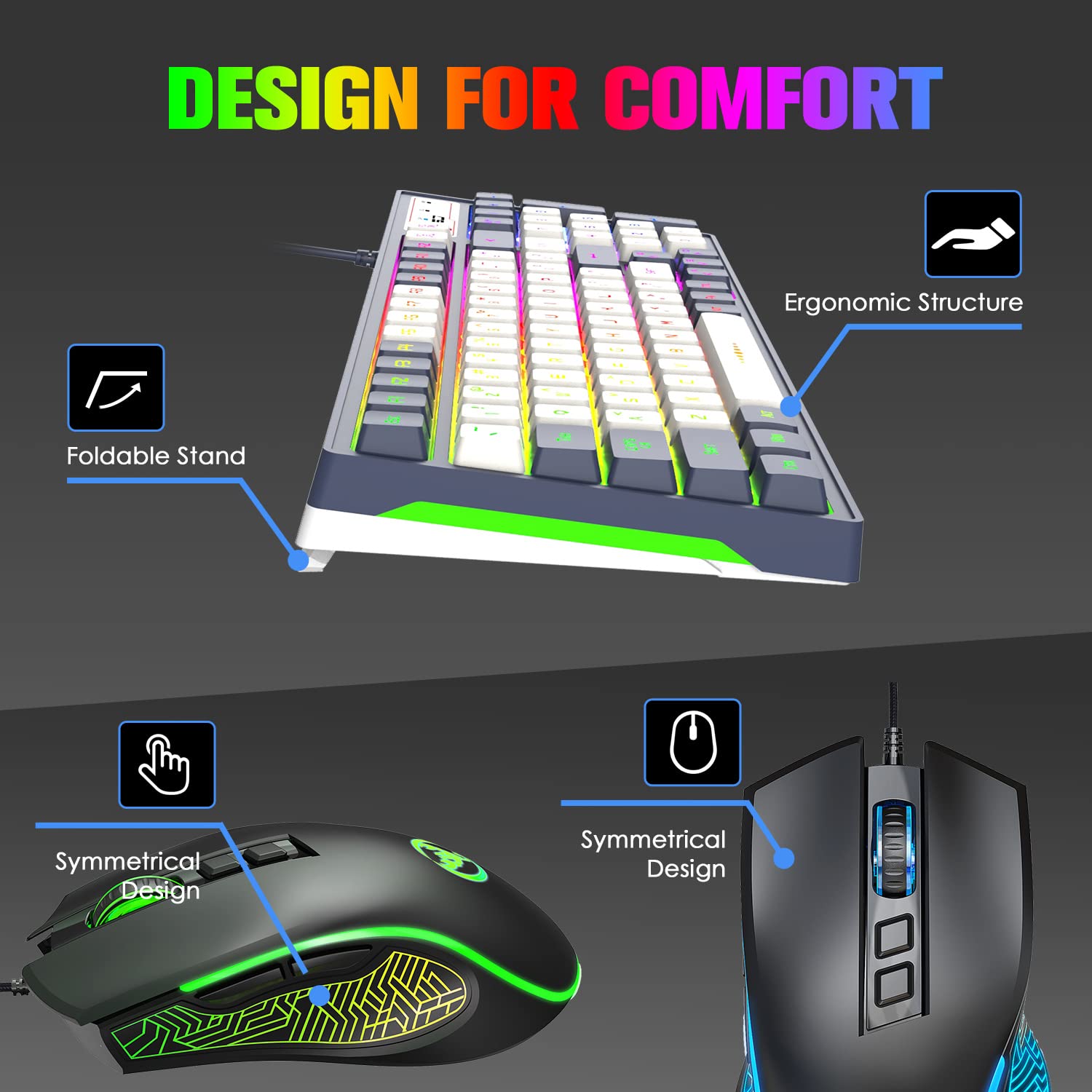 96-Key Wired Gaming Keyboard and Mouse Set with Anti-Ghosting, LED Backlit, 7-Button Optical Gaming Mouse (3600 DPI) - Perfect for PC Gaming, Esports & Office Work