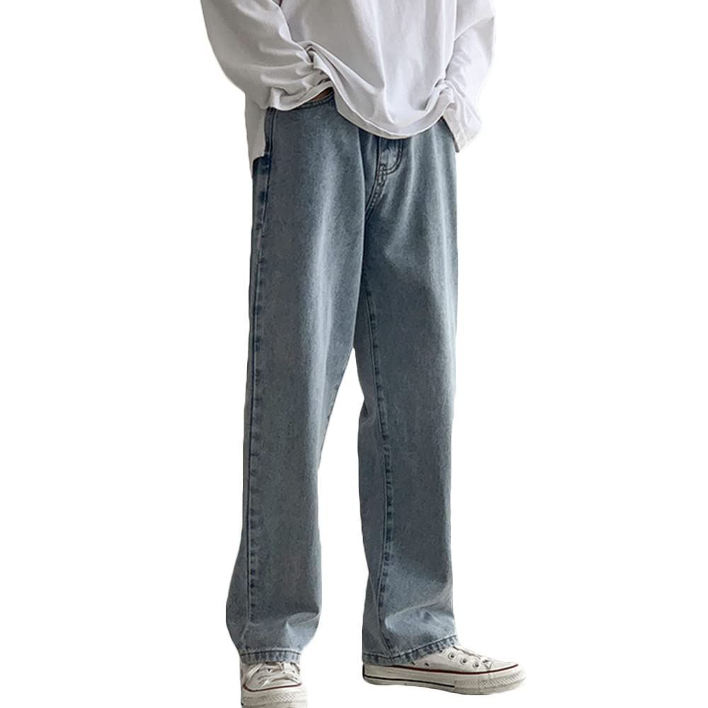 Rexcyril Men's Loose Fit Straight Leg Denim Jeans - Baggy Wide Leg Casual Pants for Everyday Wear | Comfortable & Stylish Streetwear for Urban Fashion
