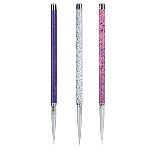3Pcs Professional Nail Art Brush Set - Gel Nail Liner, Painting & Design Brushes for Manicure, Marbling Handle (Perfect for Salon, Home DIY & Nail Art Enthusiasts)