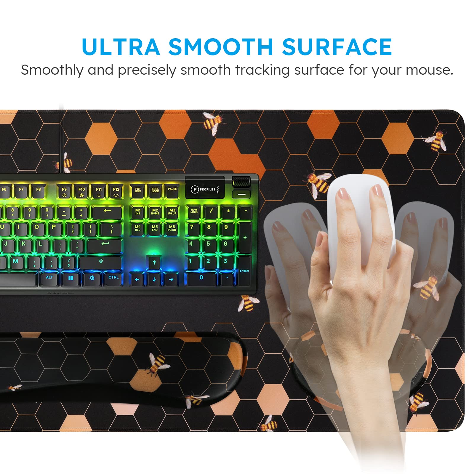 iCasso Gaming Mouse Pad Set - XXL Ergonomic Desk Mat with Wrist Rest for Pain Relief - Perfect for PC & Office Use