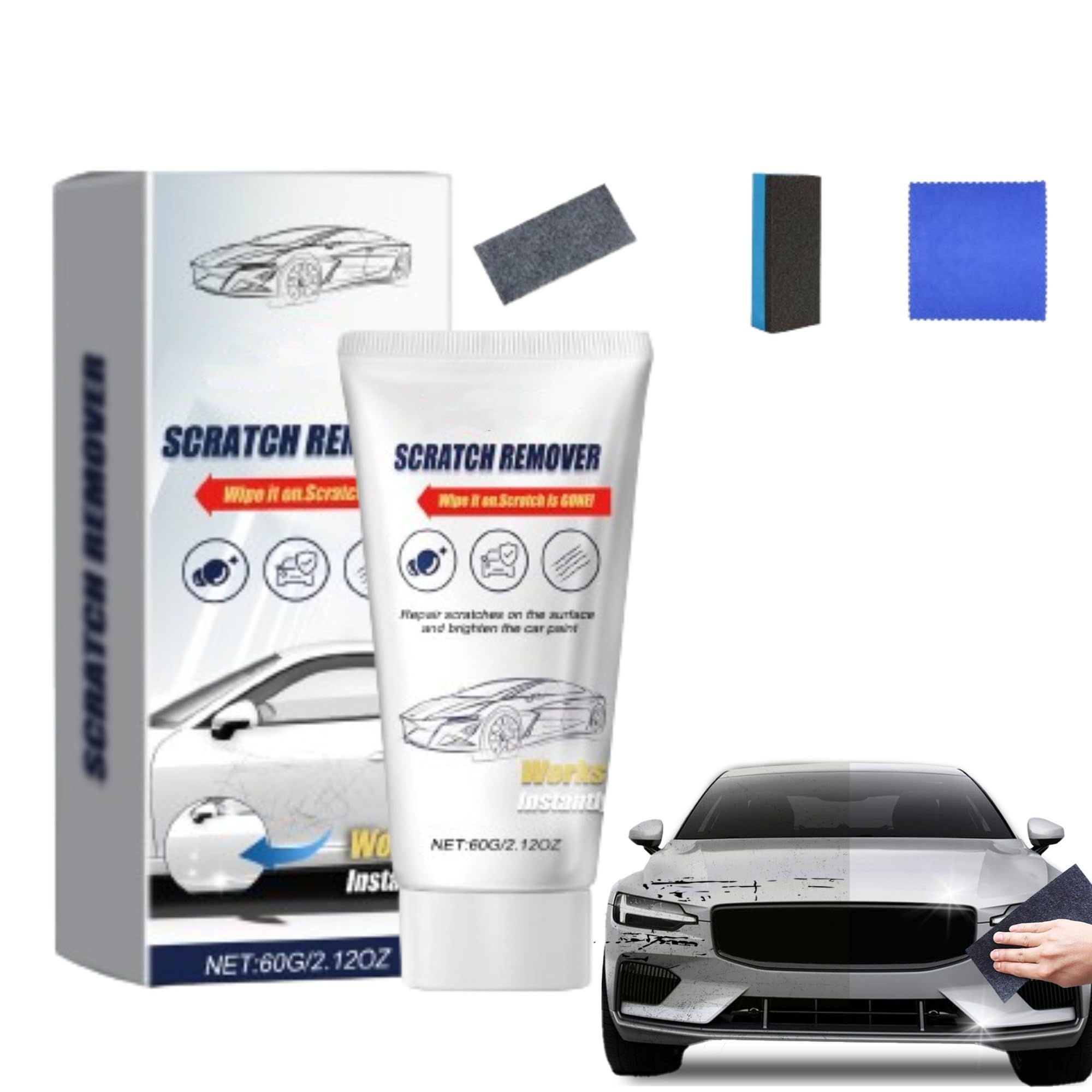 Best Car Scratch Remover Kit with Nano Cloth - Scratch Repair Paste & Polishing Wax for Deep Scratches on Car Paint & Various Surfaces | Perfect for DIY Auto Detailing, Paint Restoration & Surface Maintenance