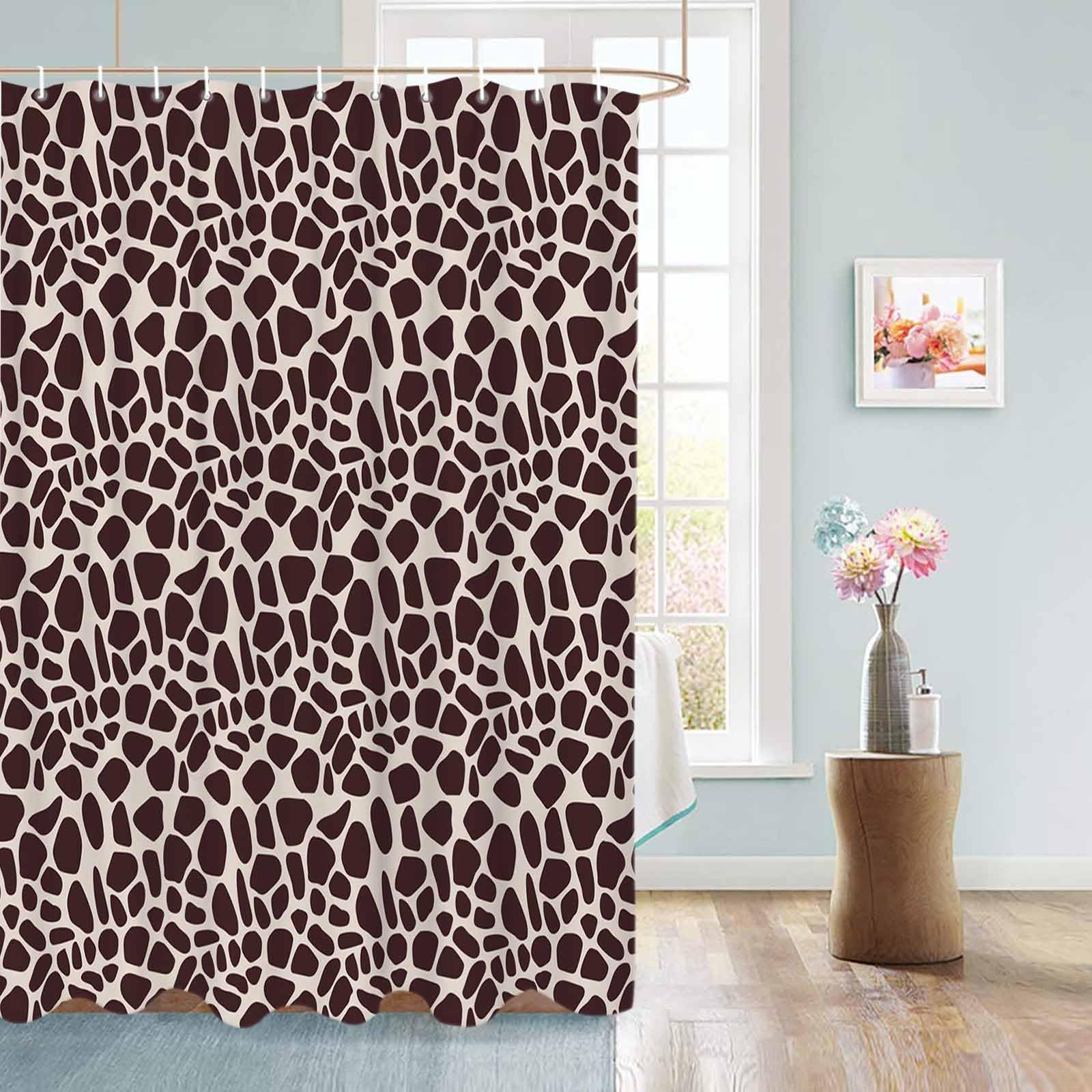 Waterproof Giraffe Dark Brown Shower Curtain Set with Hooks - 60x72 Inch Bathroom Decor for Bathtub & Shower - Perfect for Home, Apartment, and Hotel Use