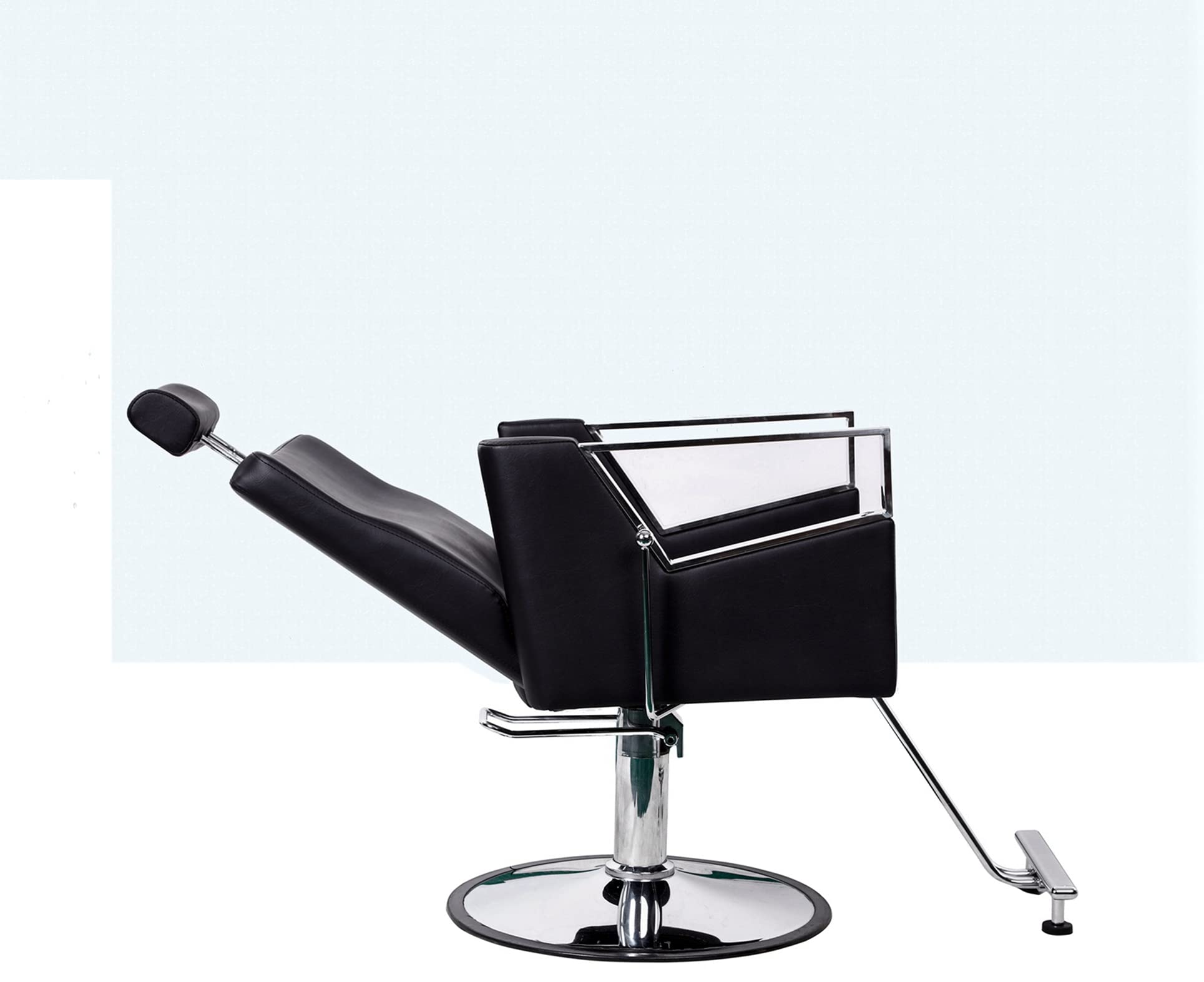 Professional Hydraulic Barber Chair - Reclining Styling & Swivel Beauty Salon Chair for Hair Cutting & Spa Treatments (Black) - Perfect for Barber Shops, Salons & Home Styling Stations