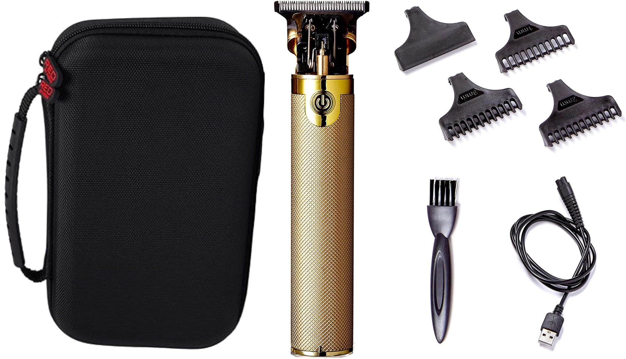 Red by Kiss Cordless Trimmer for Men - Rechargeable Beard & Body Hair Trimmer Kit with Travel Pouch - Perfect for Home, Travel & Gym Grooming