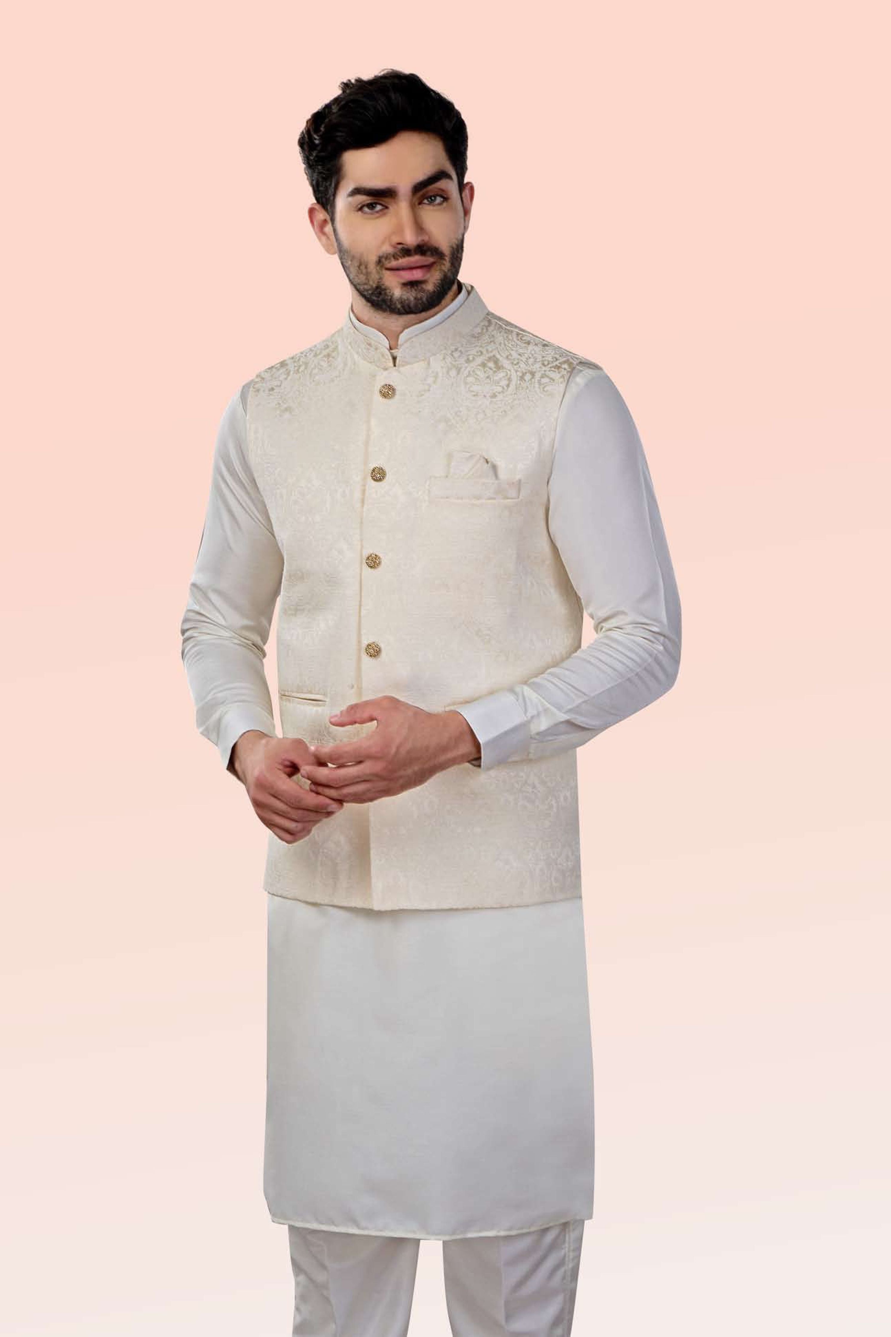 Premium Cotton Polyester Blend Off White Waistcoat for Men & Women | Formal Business Attire | Perfect for Office Wear, Weddings & Special Occasions