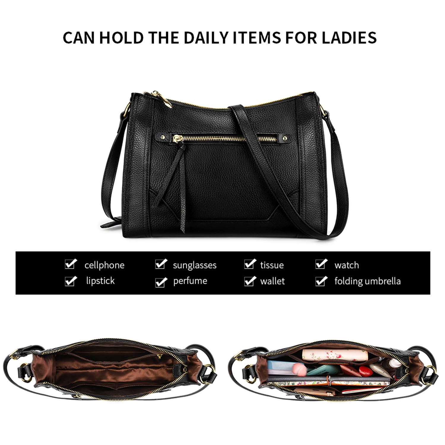 Stylish Kattee Genuine Leather Crossbody Bags for Women - Fashionable Shoulder Purses & Handbags - Perfect for Work, Travel, and Everyday Use