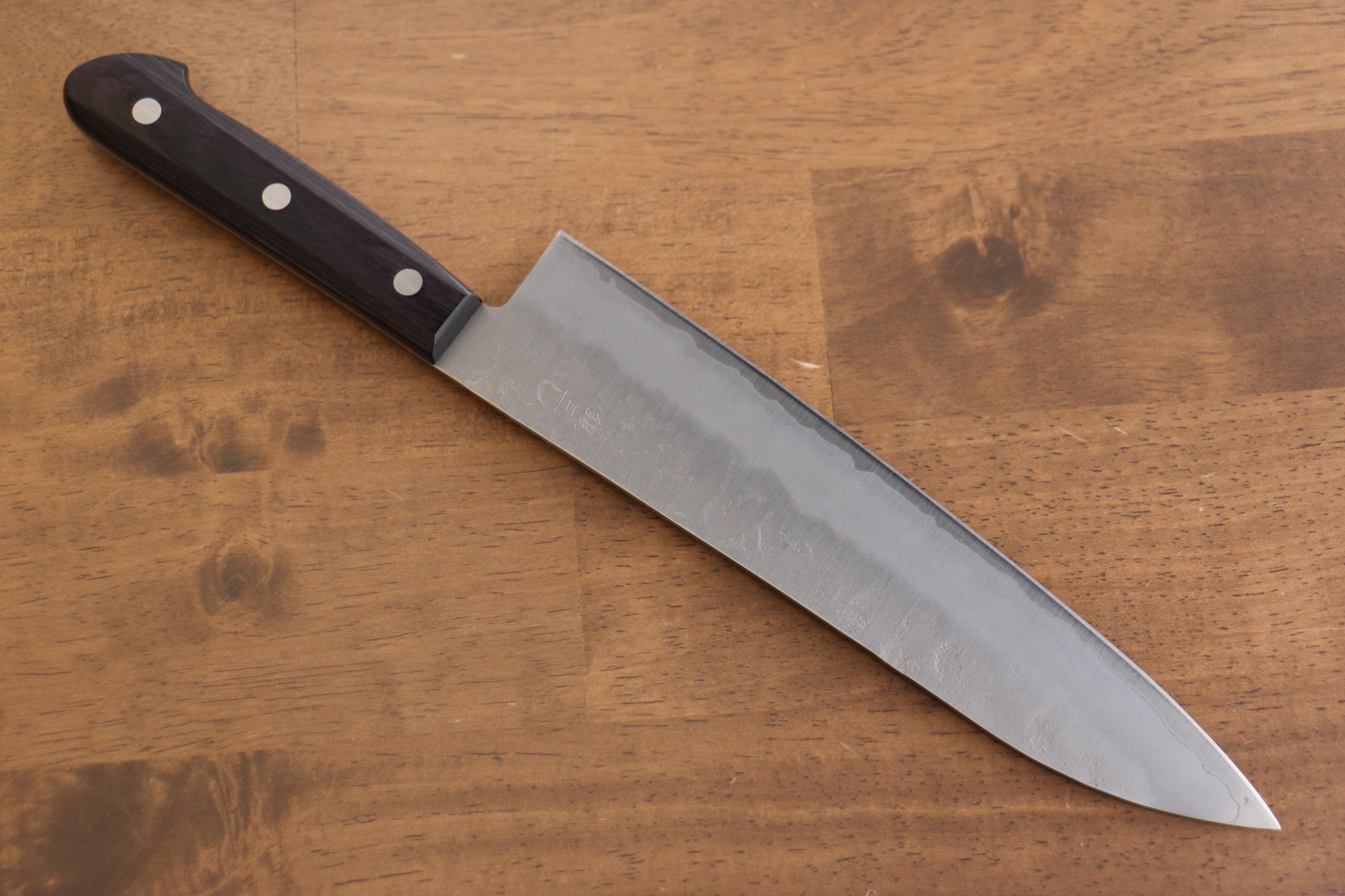 Premium Seisuke Budou Silver Steel No.3 Nashiji Gyuto 210mm Japanese Chef Knife with Purple Pakkawood Handle - Perfect for Sushi, Meat Cutting & Professional Kitchen Use