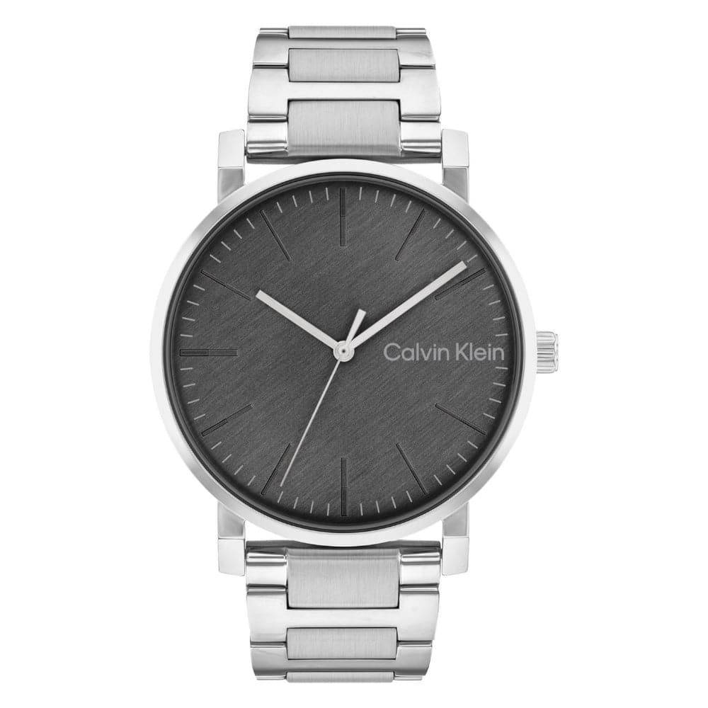 Calvin Klein Men's Gray Dial Silver Stainless Steel Watch 25200256 - Stylish Chronograph Timepiece for Business, Casual & Formal Occasions