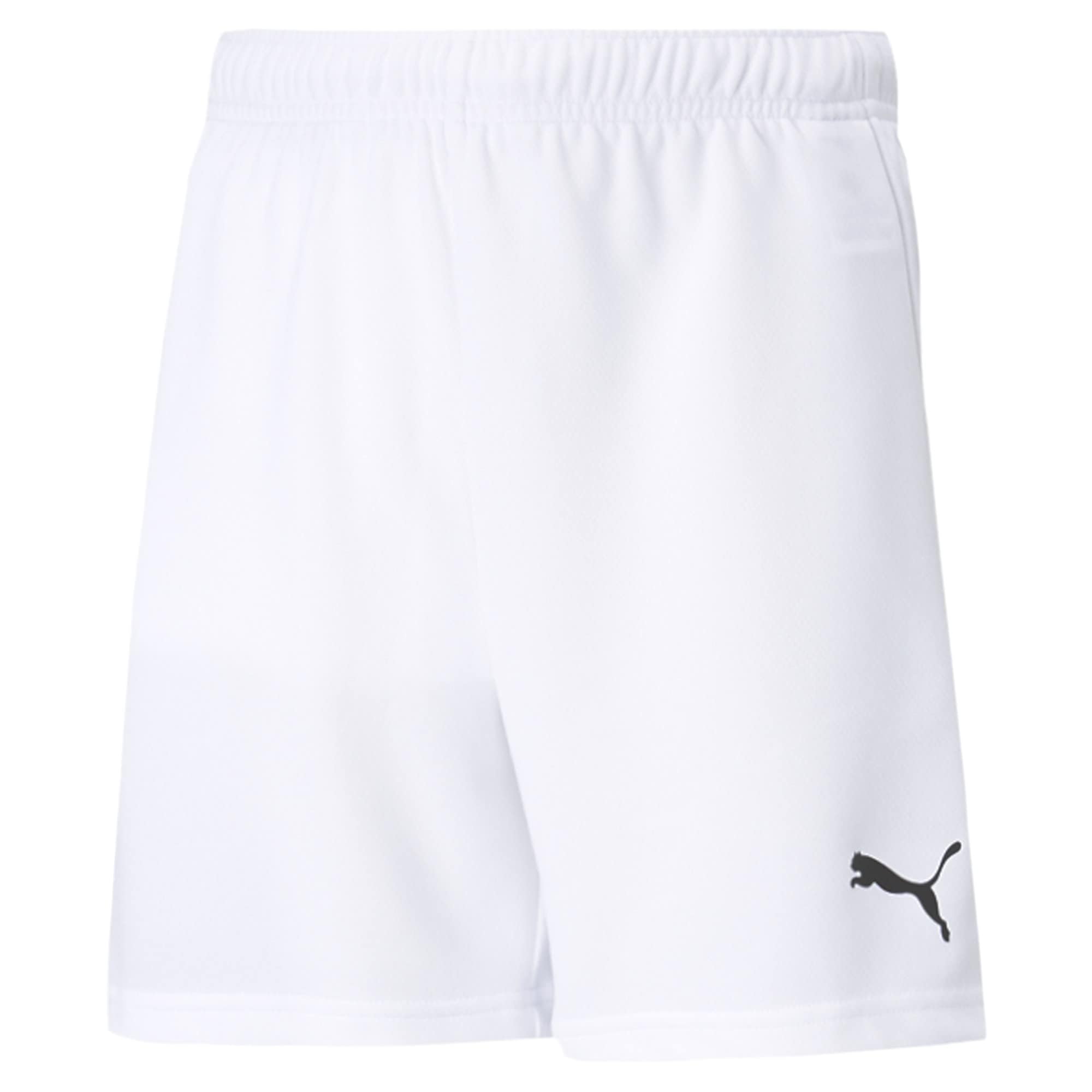 PUMA Kids' TeamRise Athletic Shorts - White & Black - Medium - Comfortable Sports Shorts for Boys & Girls - Perfect for Basketball, Soccer & Playtime