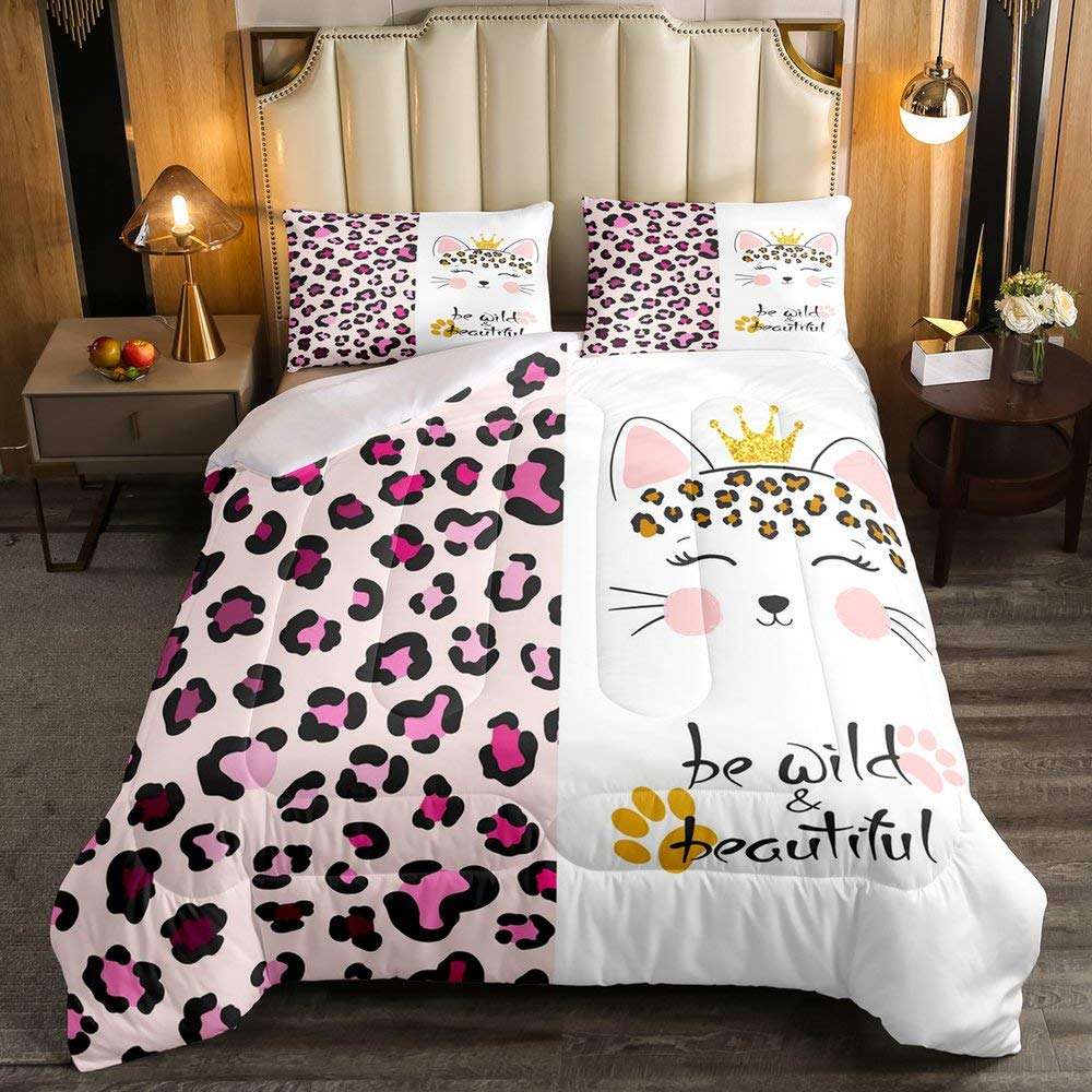 **Erosebridal Leopard Print Comforter Set Full Size - Cute Cheetah Pattern Duvet Cover for Kids, Boys & Girls - Lightweight Animal-Themed Bedding Set for Bedroom Decor - Perfect for Kids' Rooms, Dormitories & Cozy Home Styling**